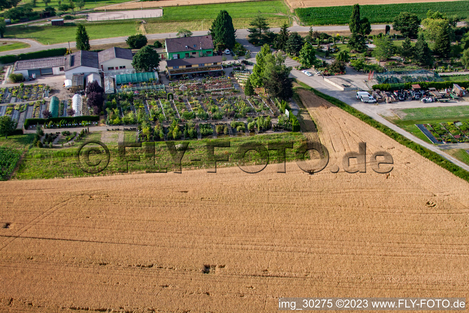 Luftbild von Gartenzeiten Schwarz im Ortsteil Bodersweier in Kehl im Bundesland Baden-Württemberg, Deutschland