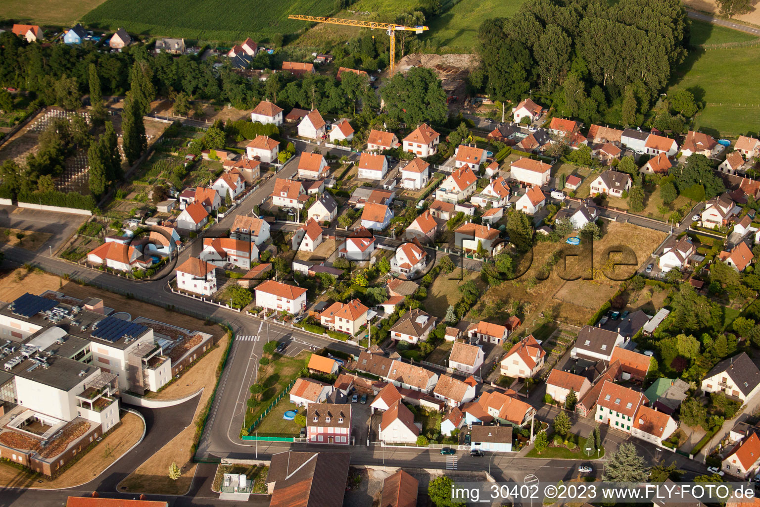 Luftbild von Bischwiller im Bundesland Bas-Rhin, Frankreich
