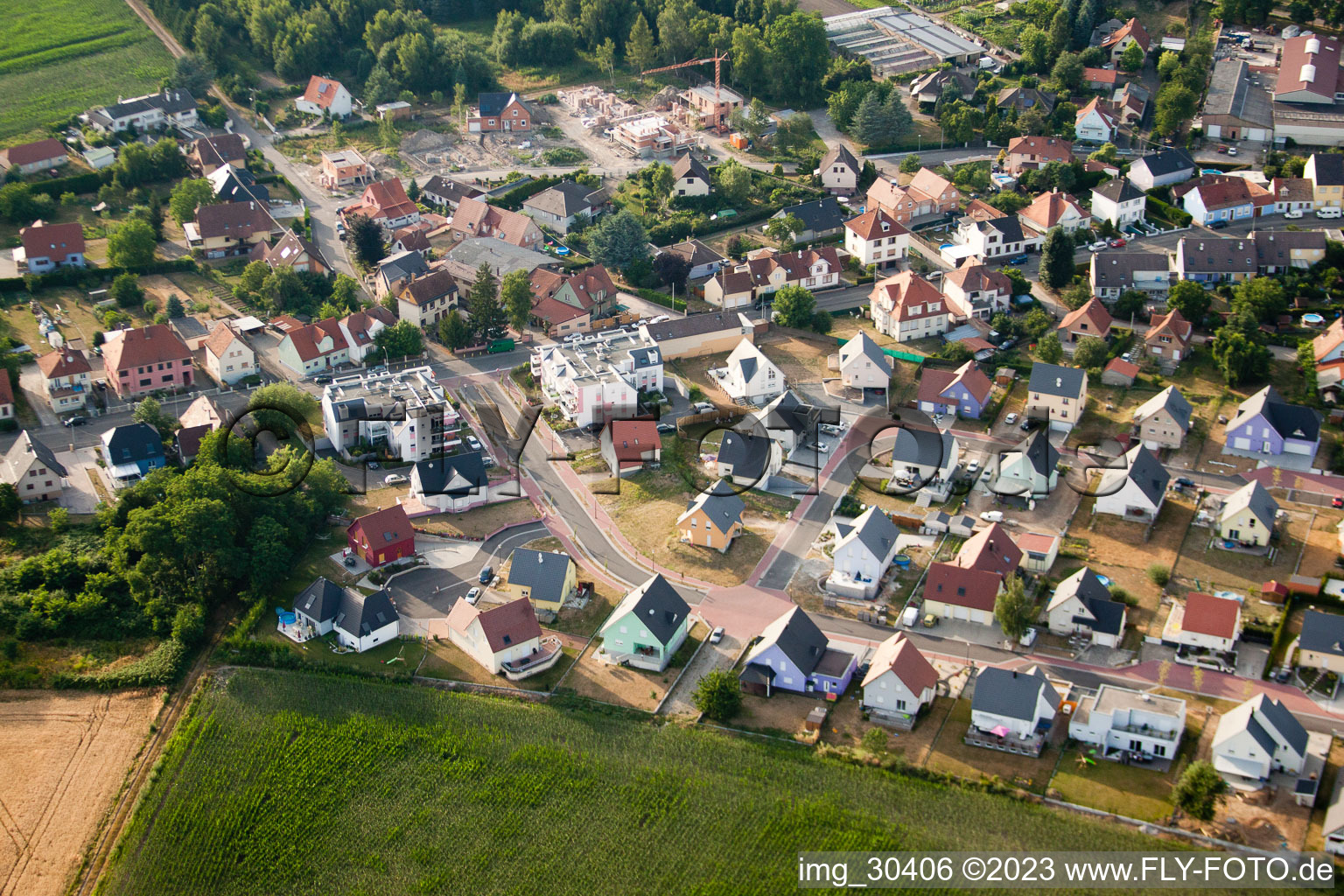 Bischwiller im Bundesland Bas-Rhin, Frankreich aus der Luft