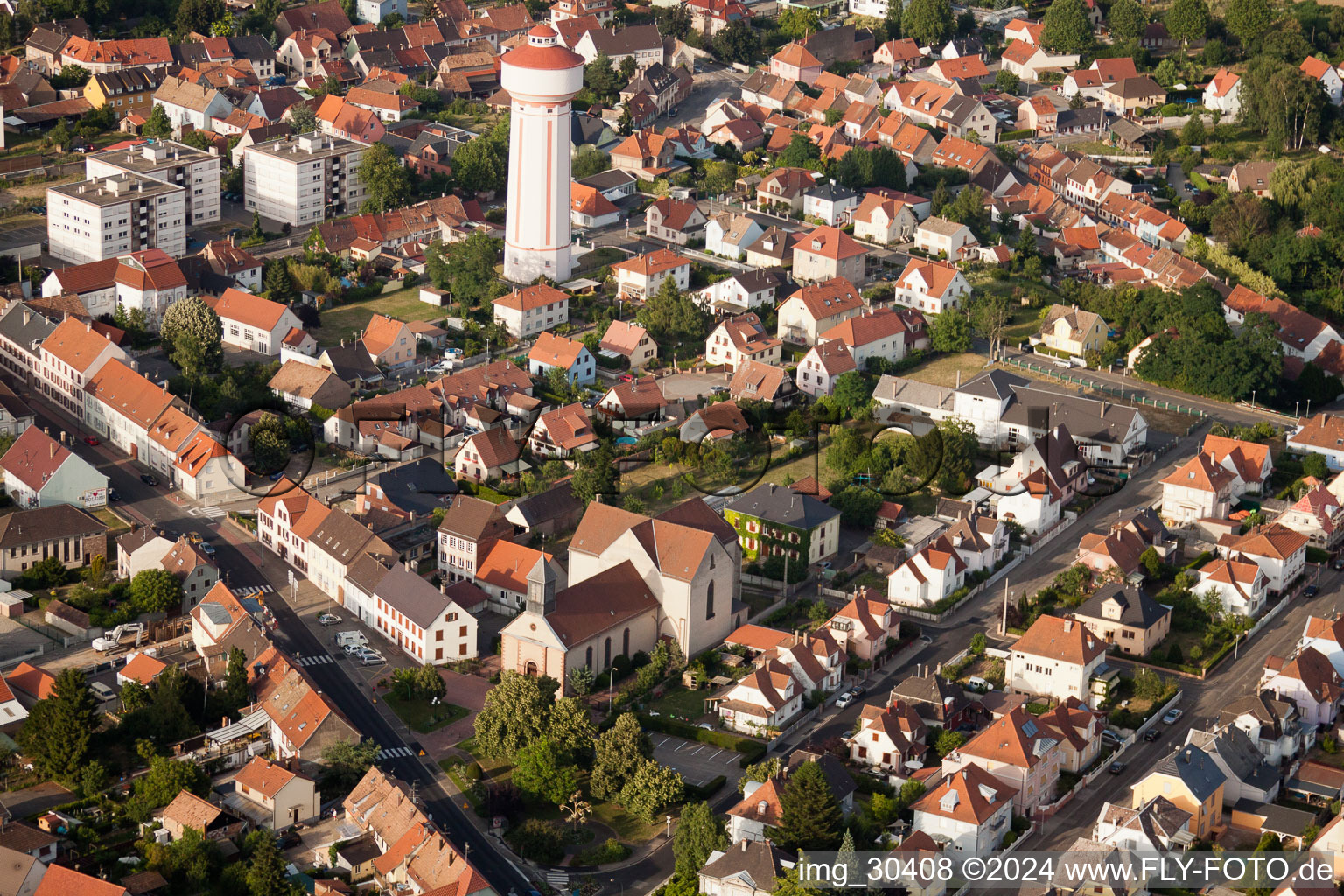 Bischwiller im Bundesland Bas-Rhin, Frankreich vom Flugzeug aus