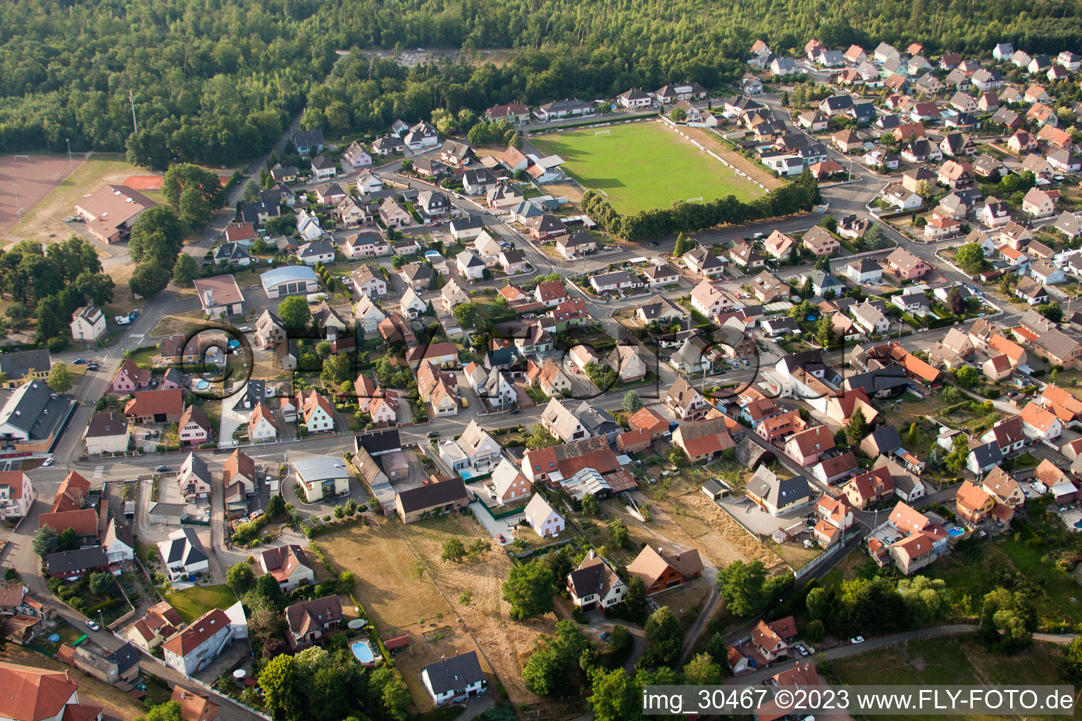 Schirrhoffen im Bundesland Bas-Rhin, Frankreich von oben gesehen
