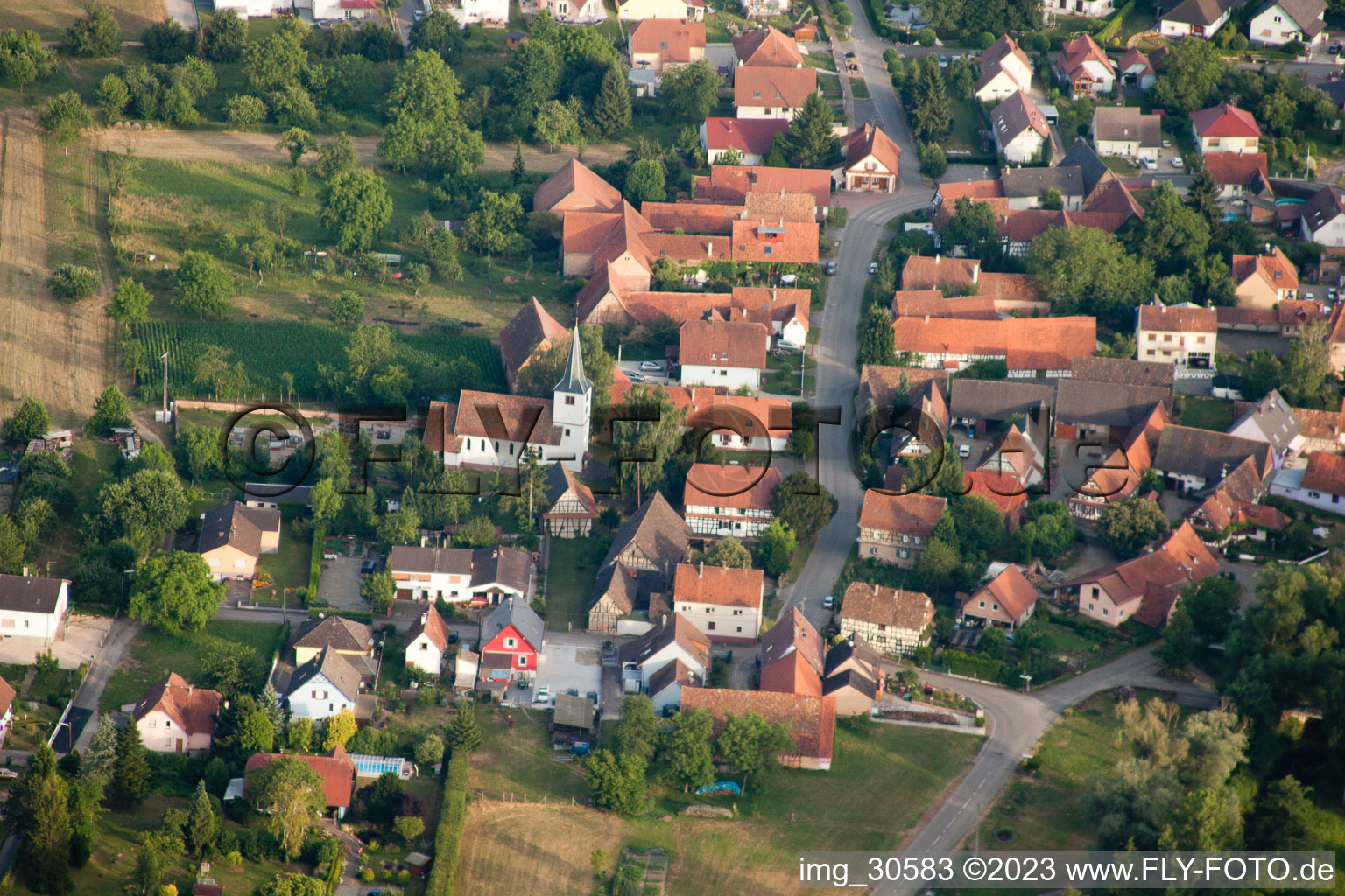 Kauffenheim im Bundesland Bas-Rhin, Frankreich aus der Luft