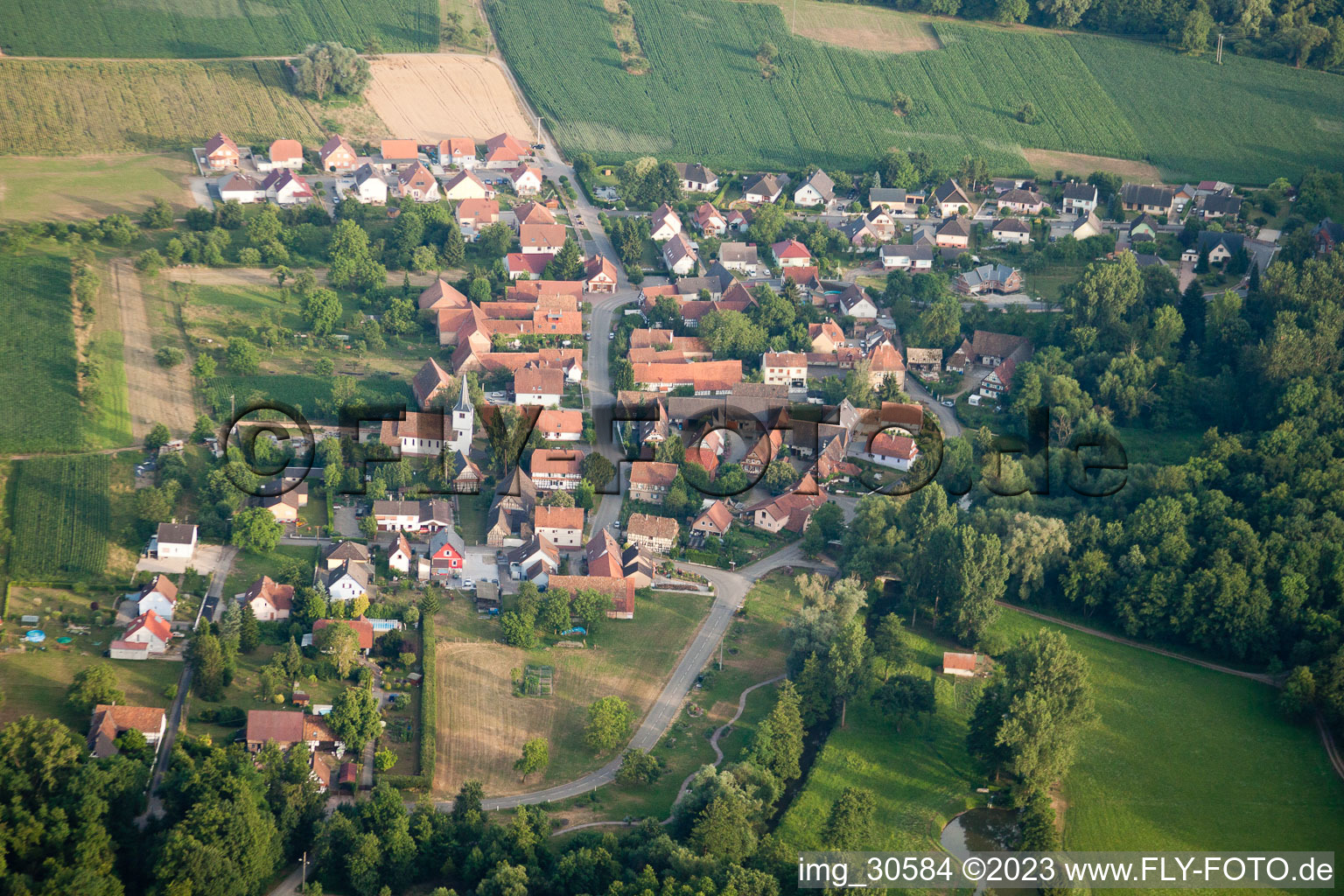 Kauffenheim im Bundesland Bas-Rhin, Frankreich von oben gesehen