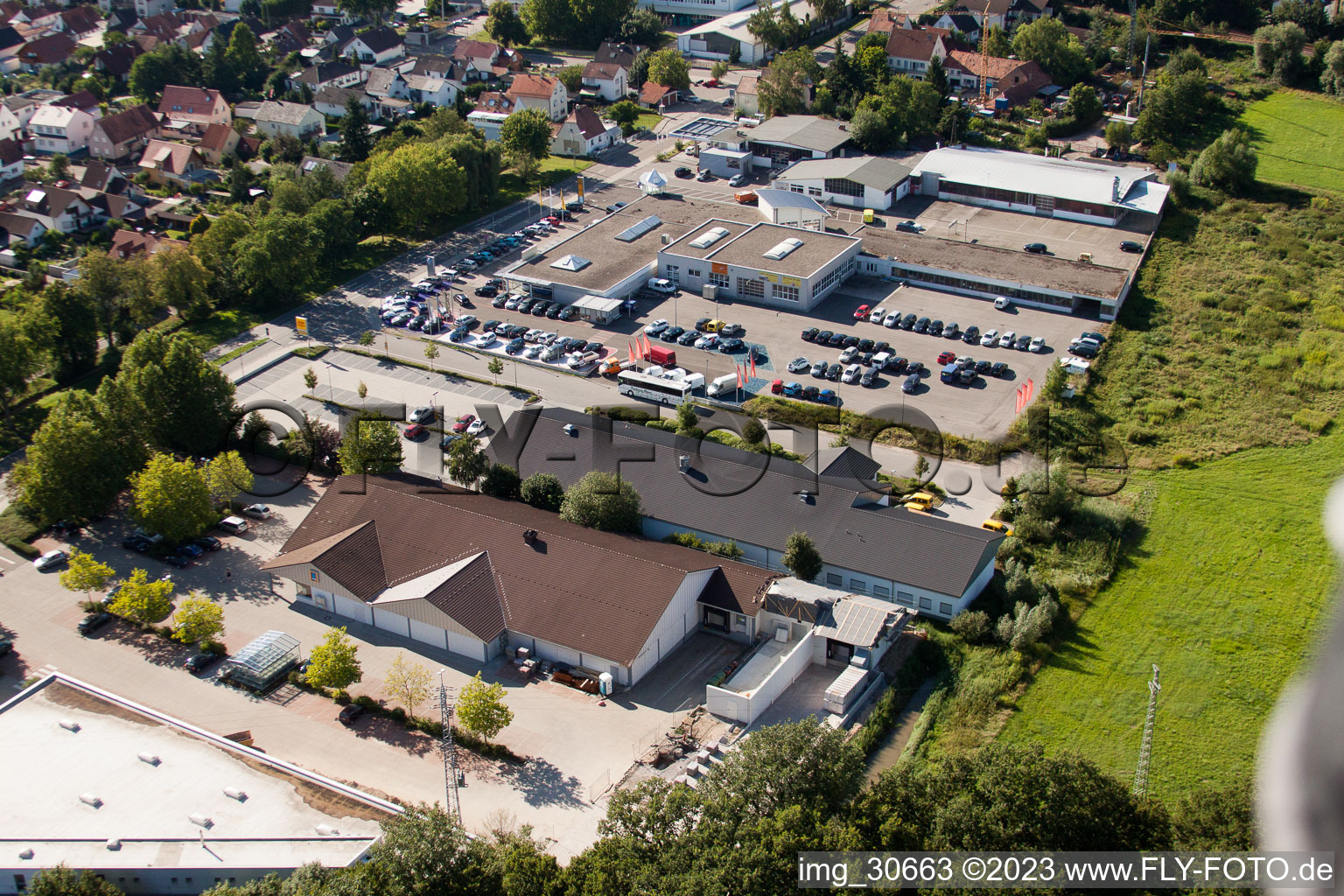 Luftbild von Kandel, Lauterburgerstraße, Aldi-Erweiterungsbaustelle im Bundesland Rheinland-Pfalz, Deutschland