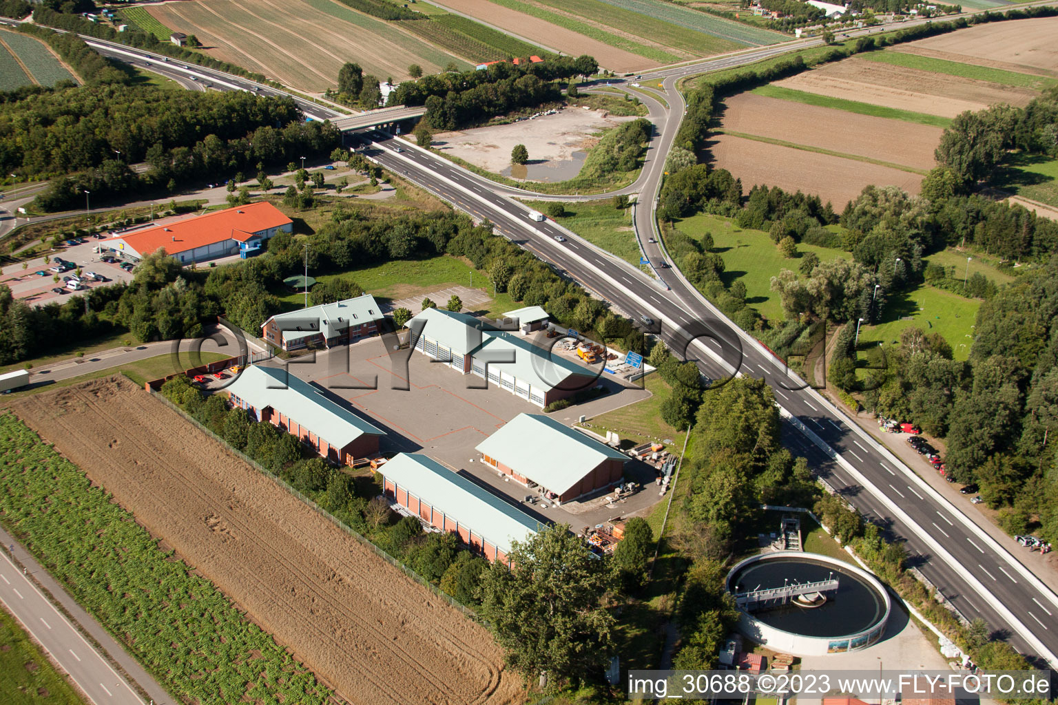 Luftbild von Kandel, Autobahnmeisterei im Bundesland Rheinland-Pfalz, Deutschland