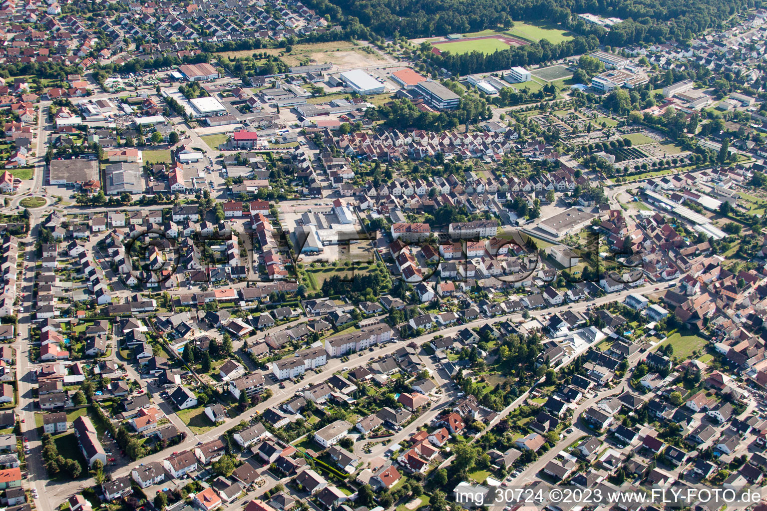 Rülzheim im Bundesland Rheinland-Pfalz, Deutschland aus der Luft betrachtet