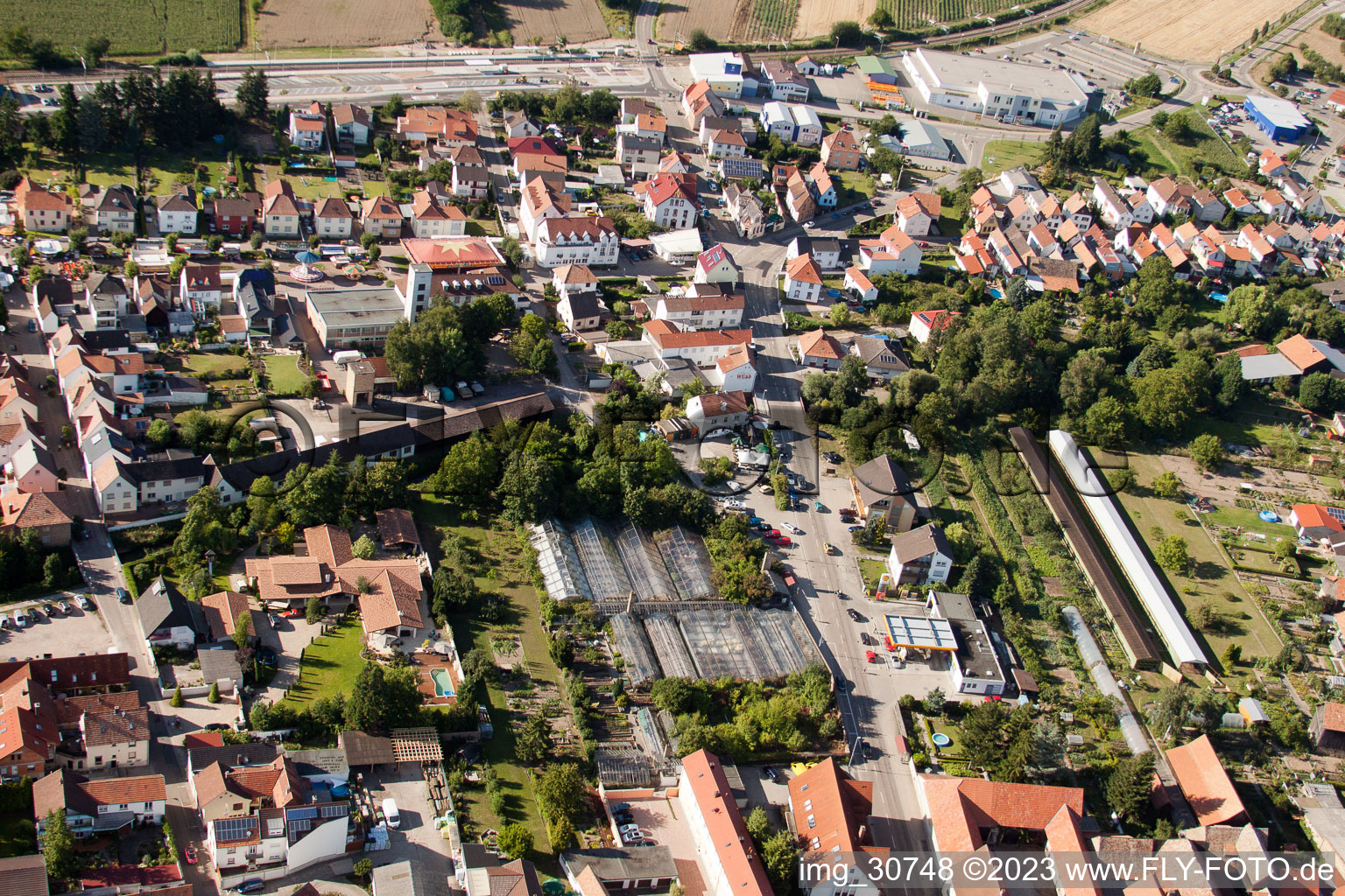 Rülzheim im Bundesland Rheinland-Pfalz, Deutschland aus der Drohnenperspektive