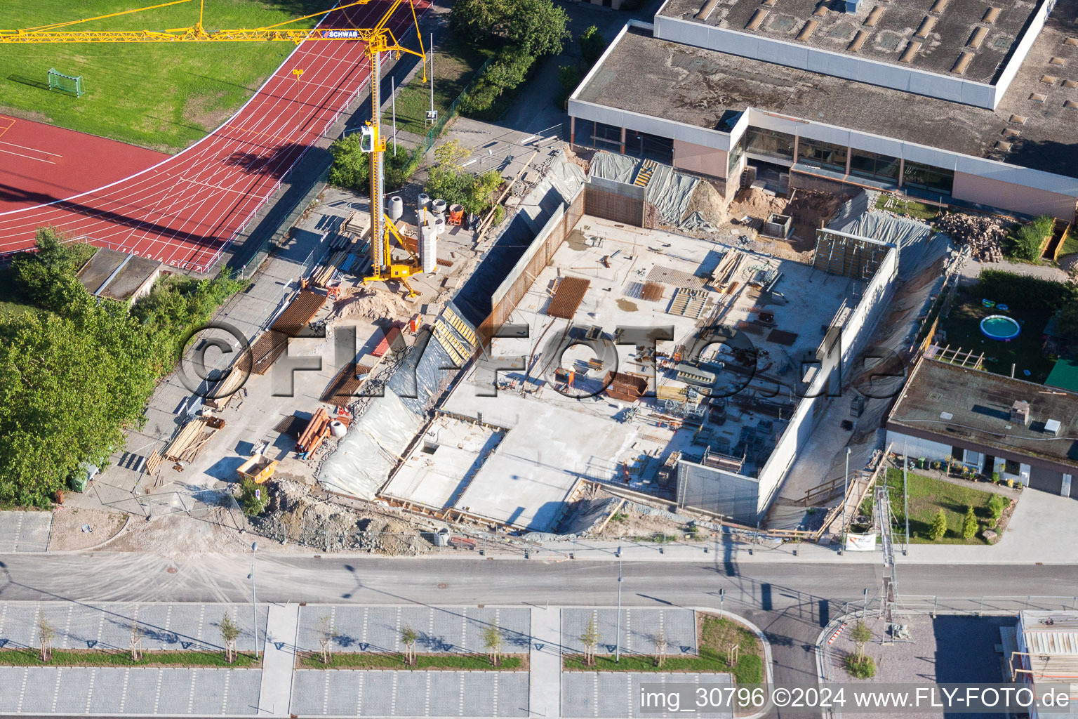 Baustelle zum Neubau des Schul- Gebäudes der IGS Rheinzabern in Rheinzabern im Bundesland Rheinland-Pfalz, Deutschland