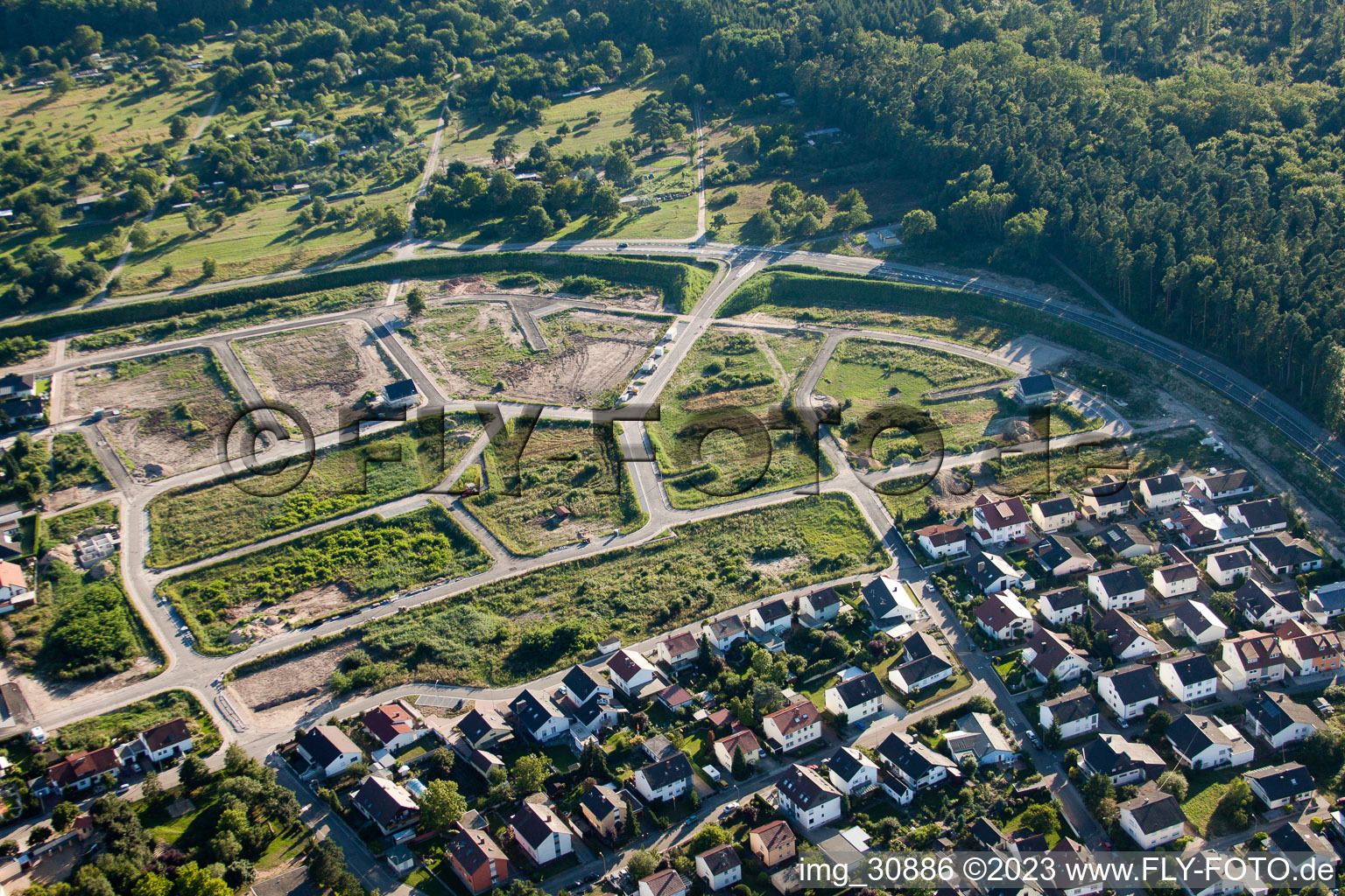 Luftaufnahme von Jockgrim, Neubaugebiet SW im Bundesland Rheinland-Pfalz, Deutschland