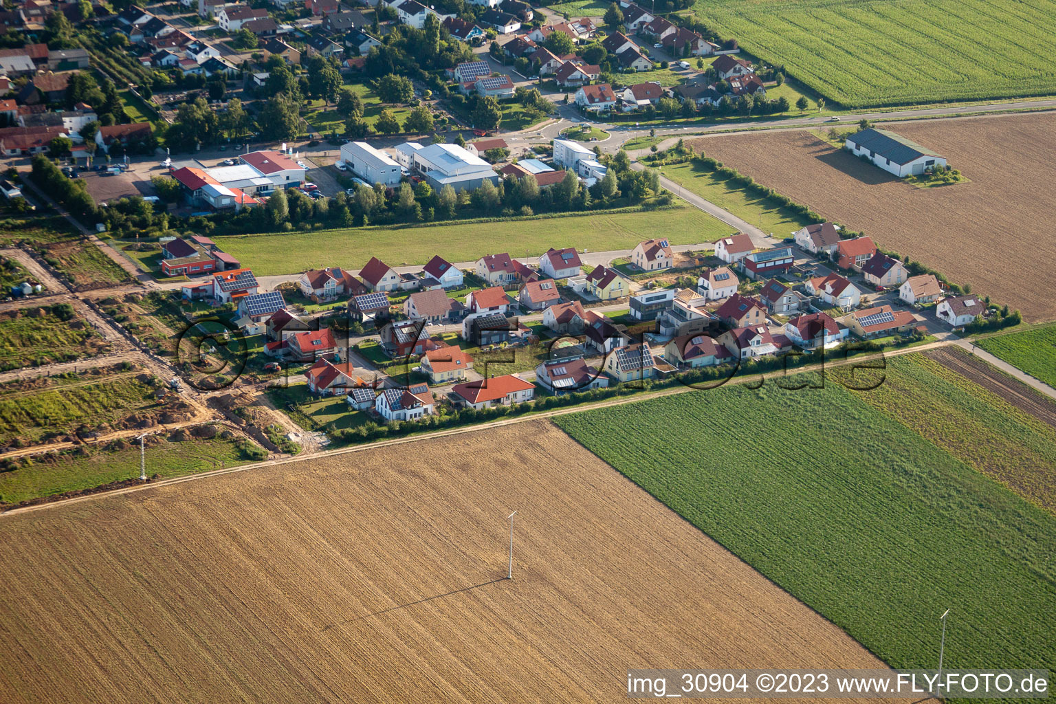 Steinweiler, Neubaugebiet Brotäcker im Bundesland Rheinland-Pfalz, Deutschland aus der Vogelperspektive