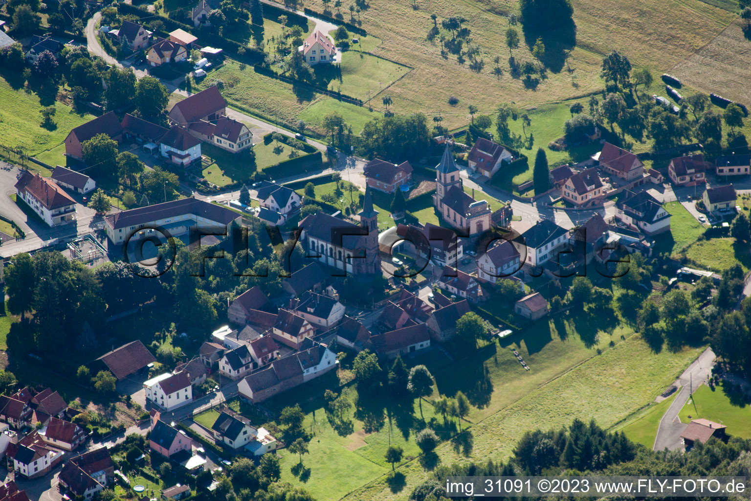 Climbach im Bundesland Bas-Rhin, Frankreich aus der Vogelperspektive