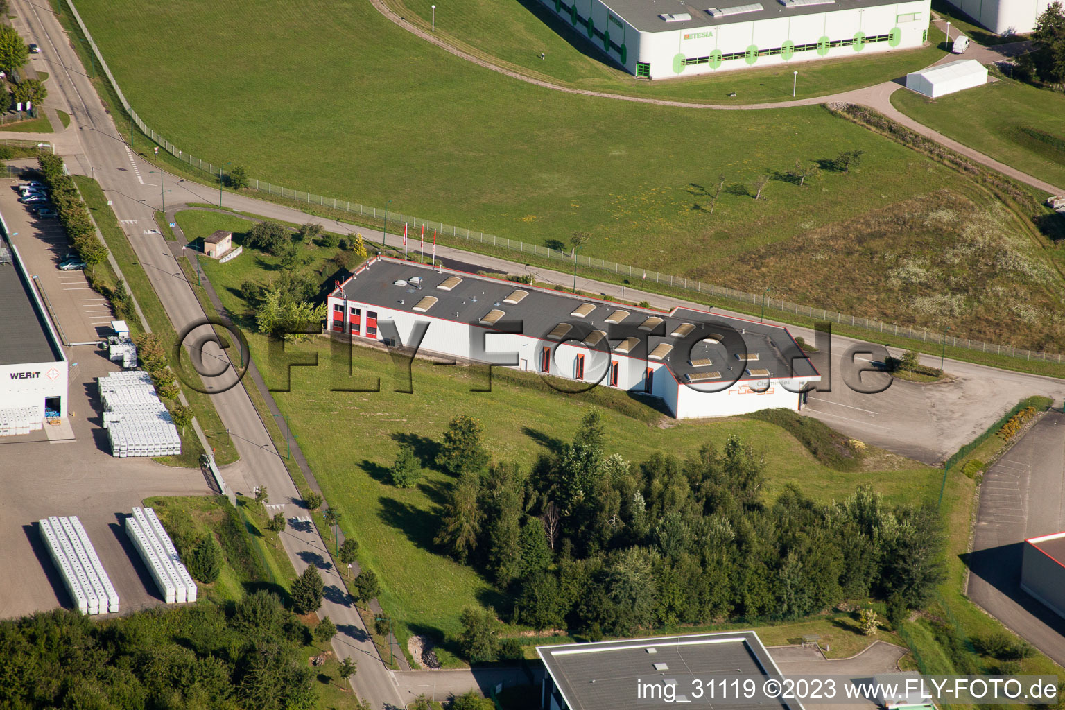 Luftaufnahme von Altenstadt, Gewerbegebiet im Bundesland Bas-Rhin, Frankreich