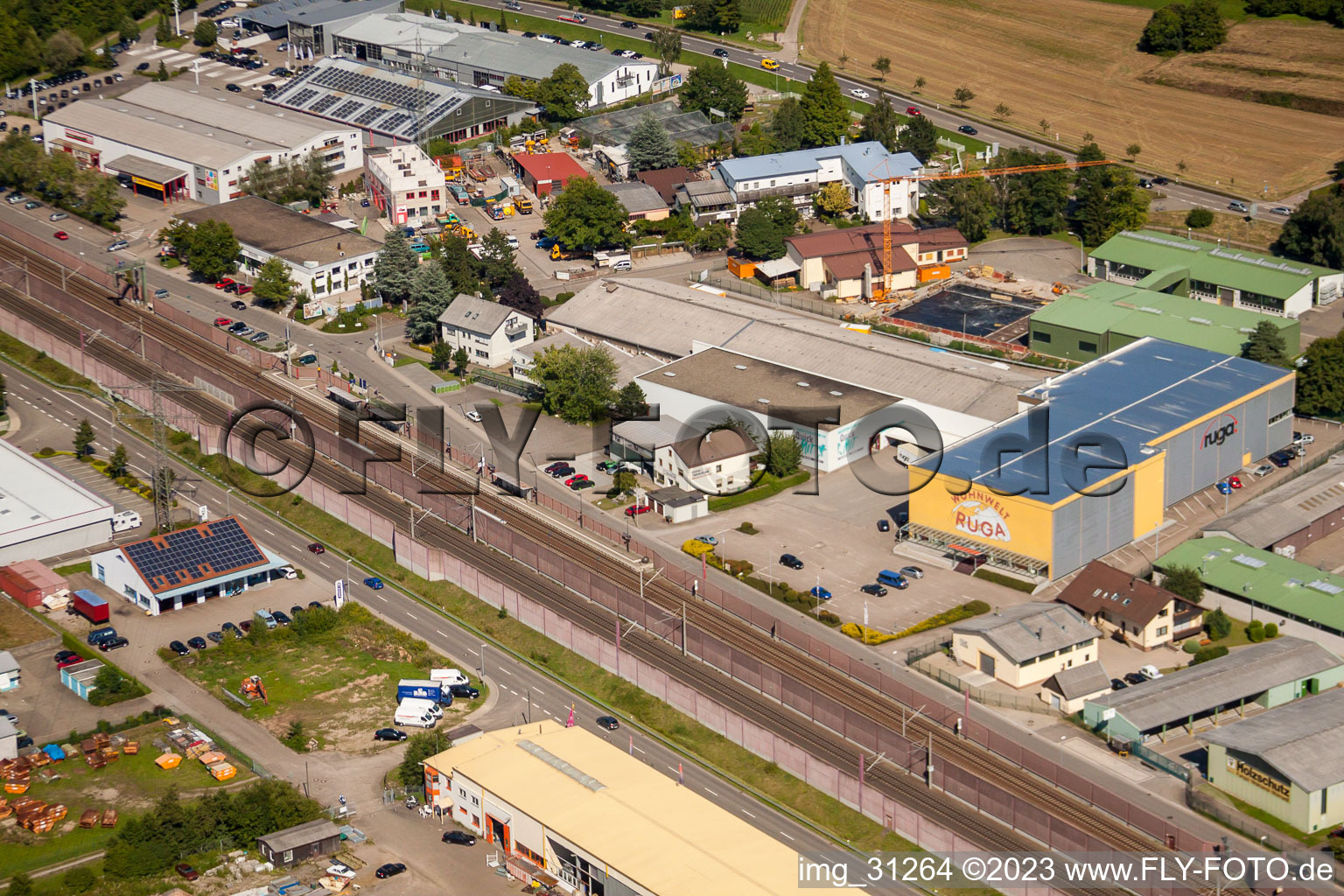 Luftbild von Industriestr in Sinzheim im Bundesland Baden-Württemberg, Deutschland