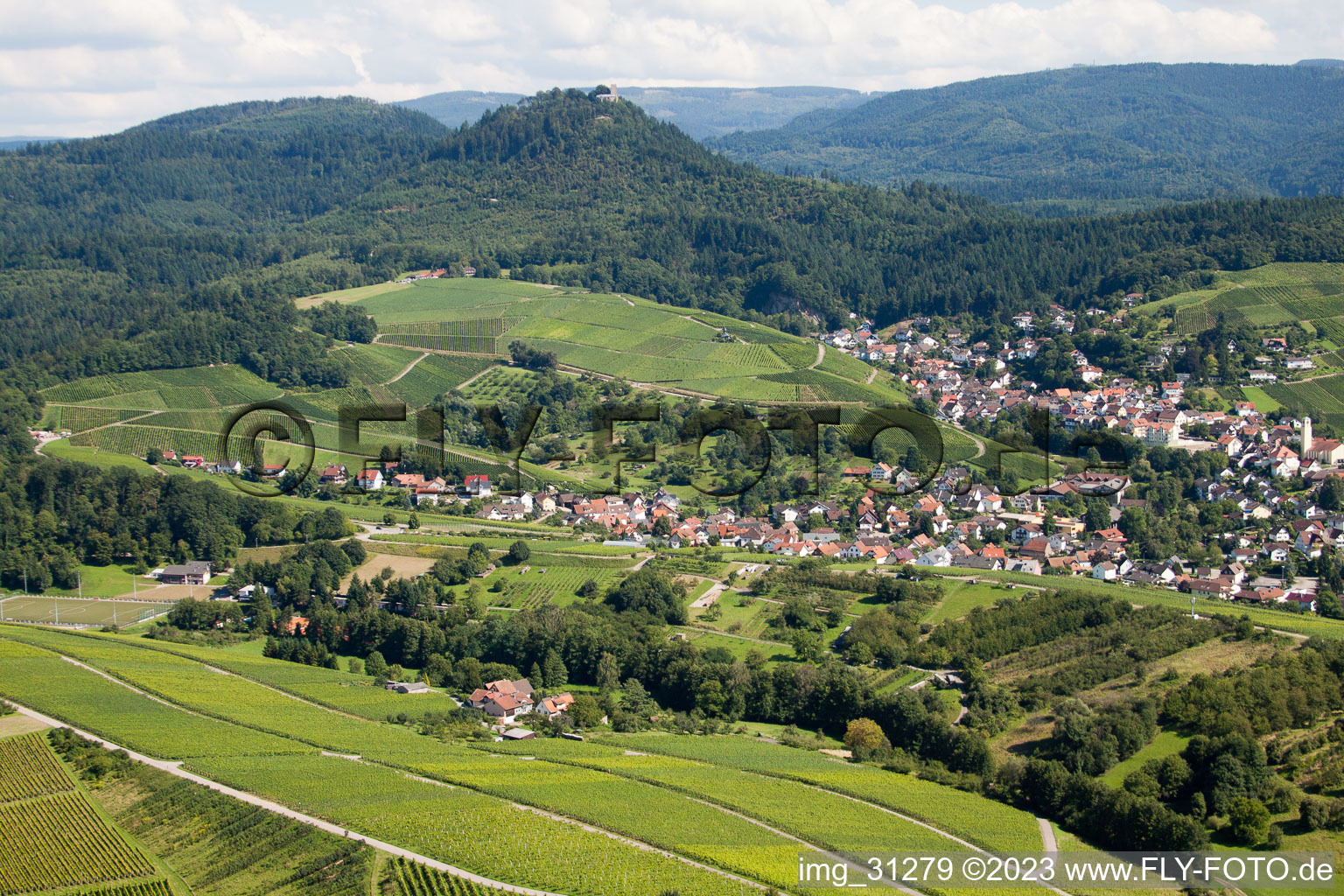 Ortsteil Gallenbach in Baden-Baden im Bundesland Baden-Württemberg, Deutschland von oben