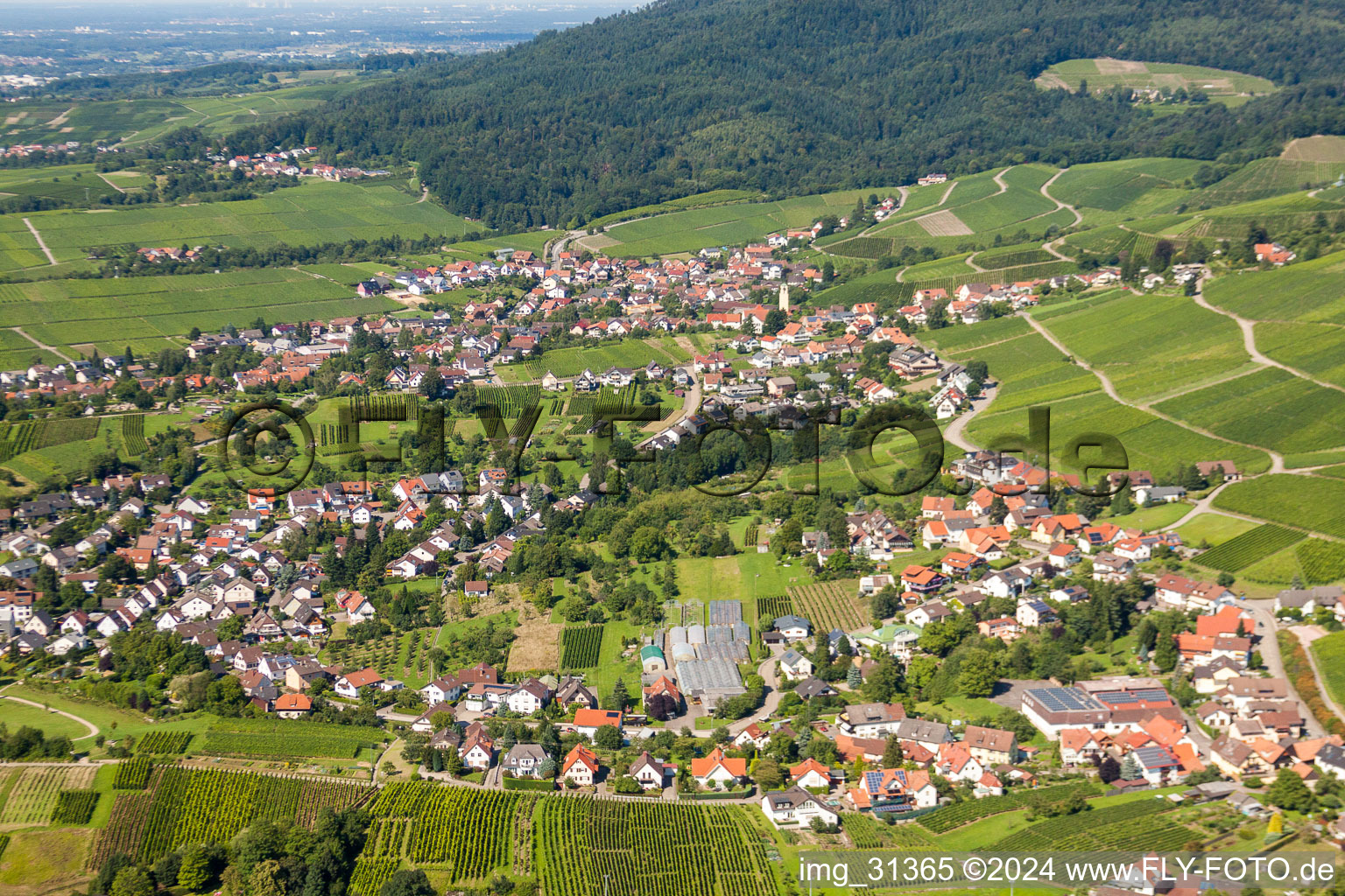 Luftbild von Dorf - Ansicht in Varnhalt in Baden-Baden im Bundesland Baden-Württemberg, Deutschland
