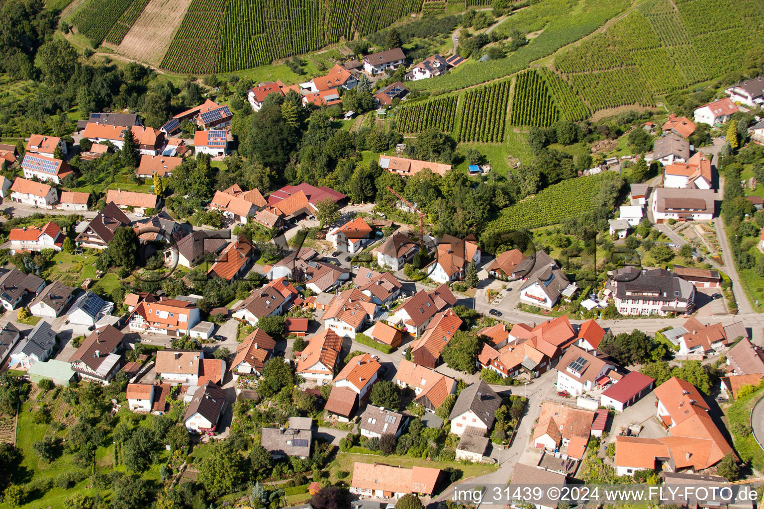 Schrägluftbild von Bühl-Kappelwindeck im Ortsteil Riegel im Bundesland Baden-Württemberg, Deutschland