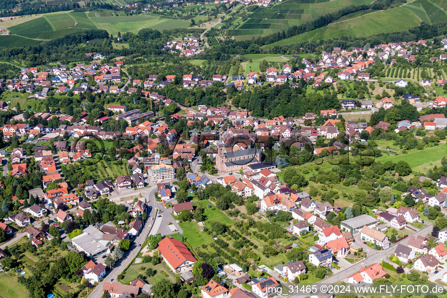 Luftaufnahme von Ortsansicht der Straßen und Häuser der Wohngebiete in Lauf im Bundesland Baden-Württemberg, Deutschland