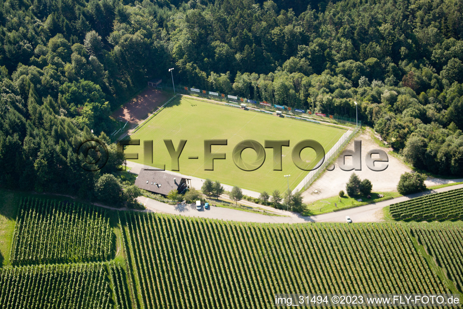 Luftbild von Sasbachwalden, Fussballplatz im Bundesland Baden-Württemberg, Deutschland