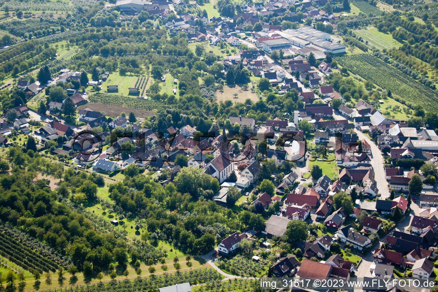 Luftbild von Ortsteil Mösbach in Achern im Bundesland Baden-Württemberg, Deutschland
