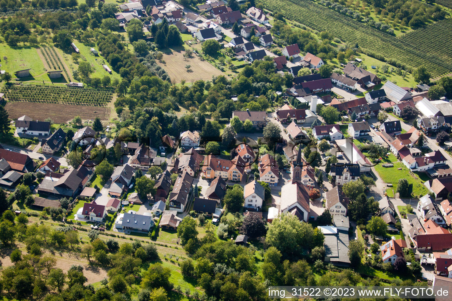 Luftaufnahme von Ortsteil Mösbach in Achern im Bundesland Baden-Württemberg, Deutschland