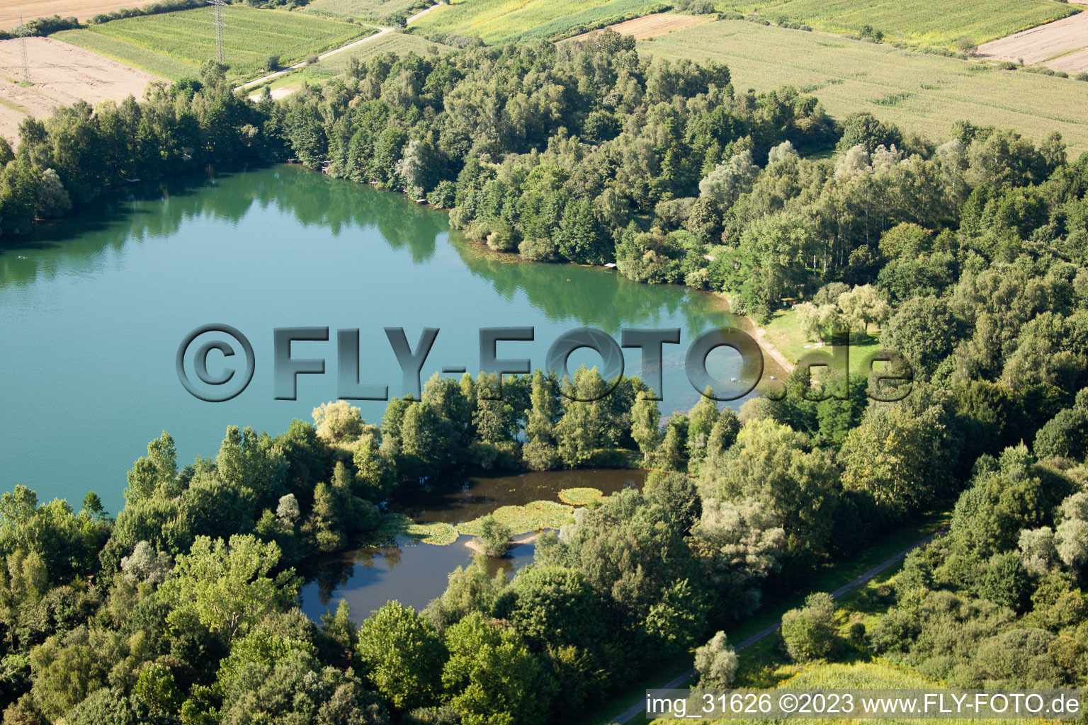 Luftbild von Urloffen, Baggersee in Appenweier im Bundesland Baden-Württemberg, Deutschland
