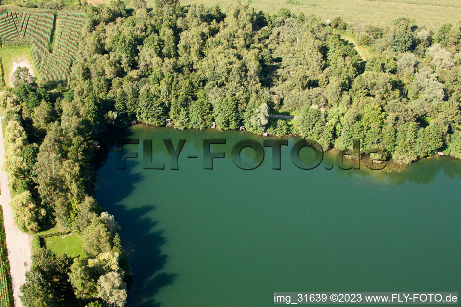 Urloffen, Baggersee in Appenweier im Bundesland Baden-Württemberg, Deutschland aus der Luft