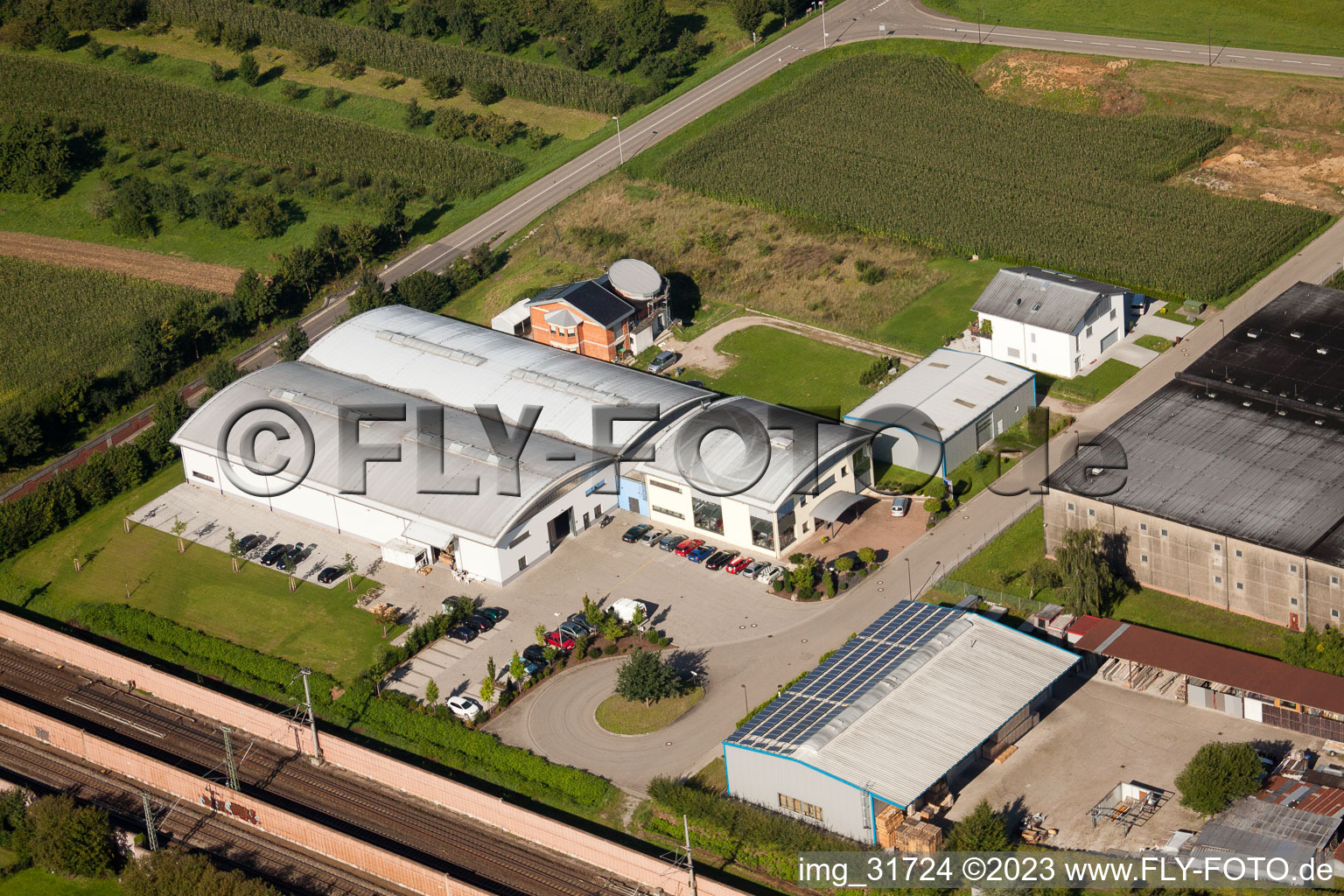 Luftaufnahme von Ottersweier, Fa. Print Equipment GmbH im Bundesland Baden-Württemberg, Deutschland