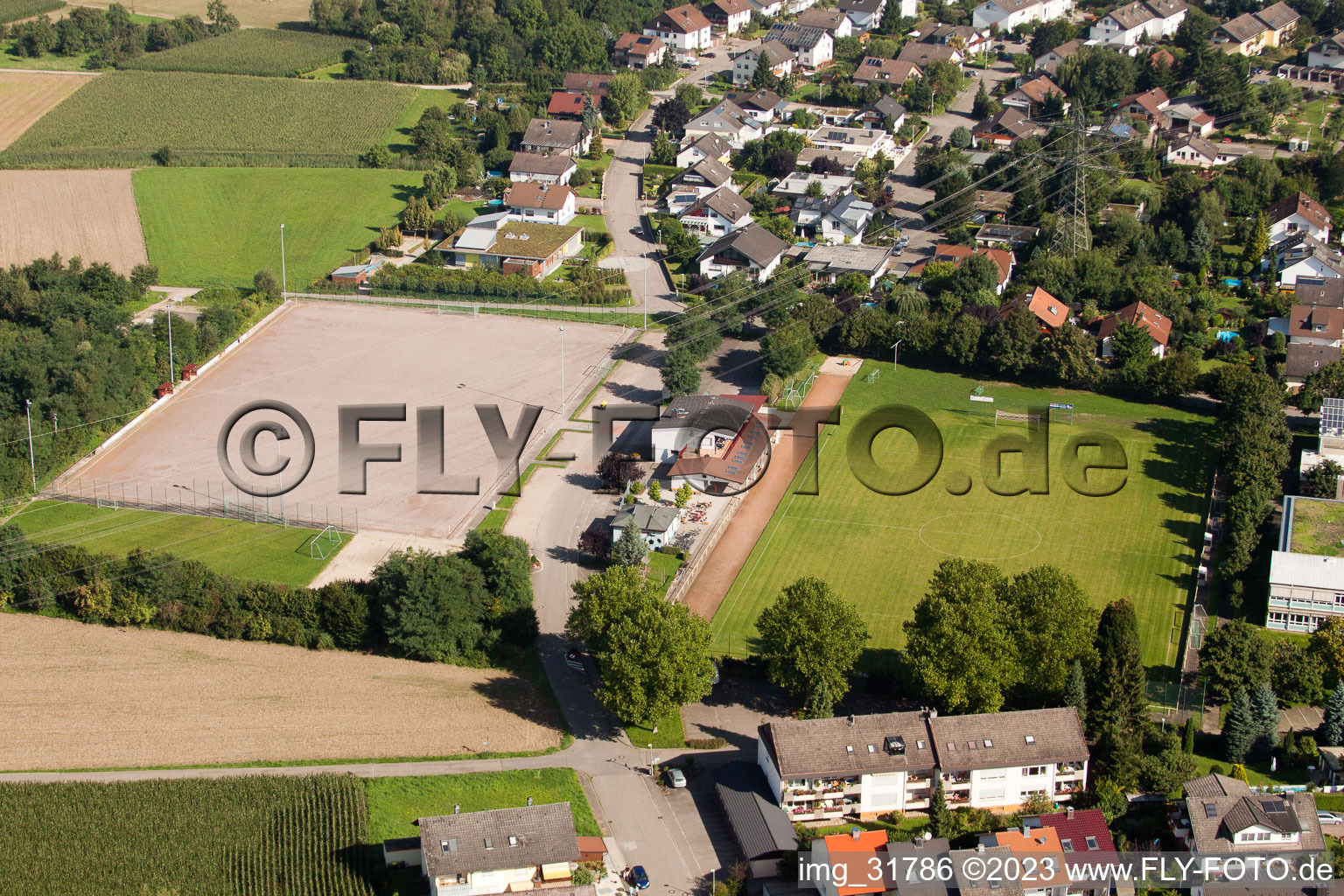 Luftbild von Vimbuch, Fussballplatz in Bühl im Bundesland Baden-Württemberg, Deutschland
