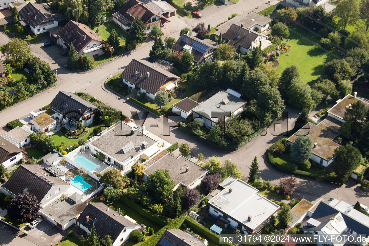 Vimbuch, Fasanenstr in Bühl im Bundesland Baden-Württemberg, Deutschland aus der Luft