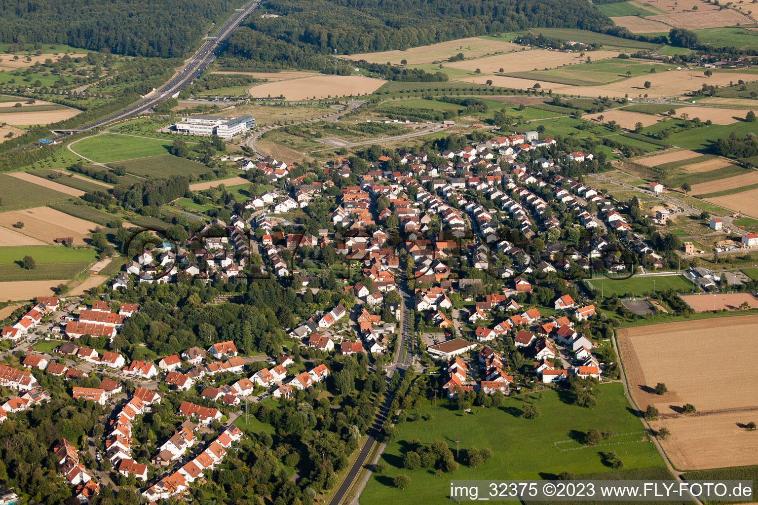 Ortsteil Palmbach in Karlsruhe im Bundesland Baden-Württemberg, Deutschland aus der Luft