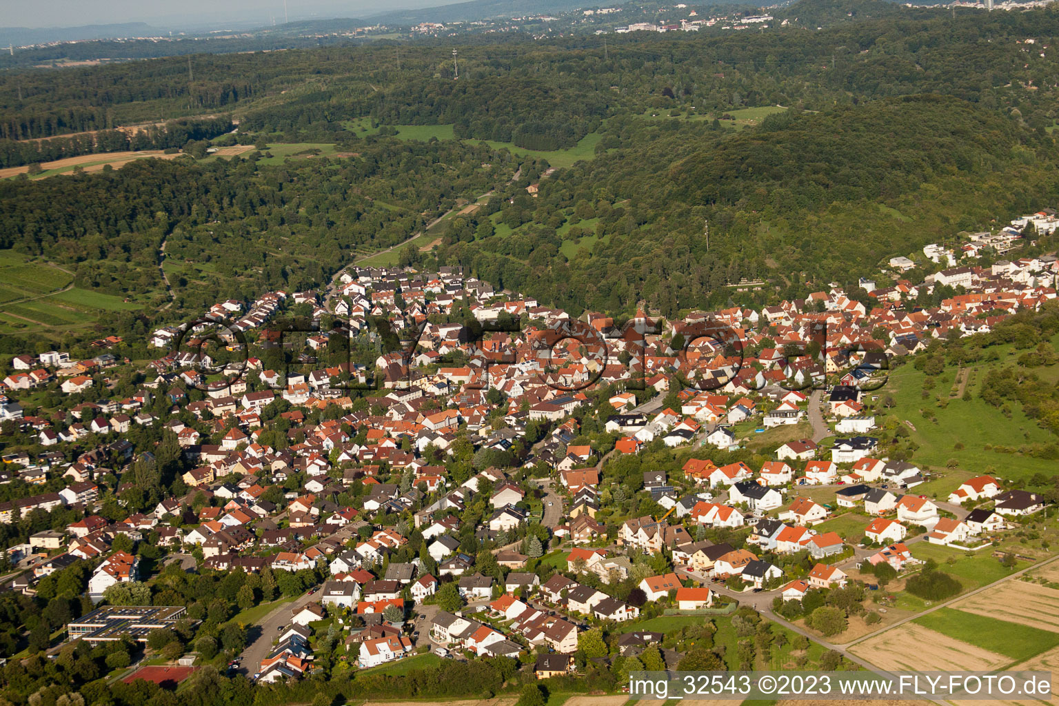 Schrägluftbild von Dietlingen im Bundesland Baden-Württemberg, Deutschland