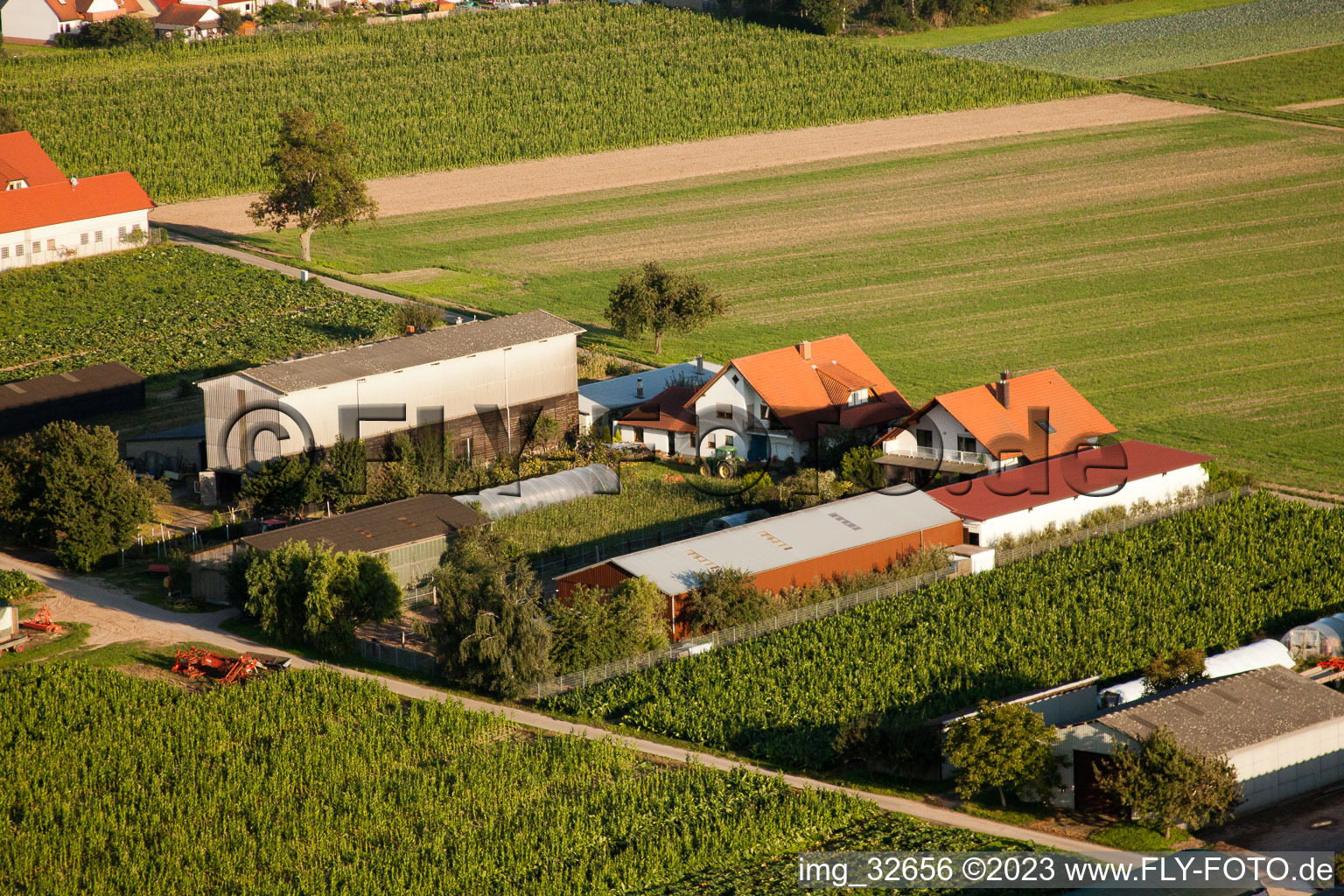 Luftbild von Hatzenbühl. Aussiedlerhöfe im Bundesland Rheinland-Pfalz, Deutschland