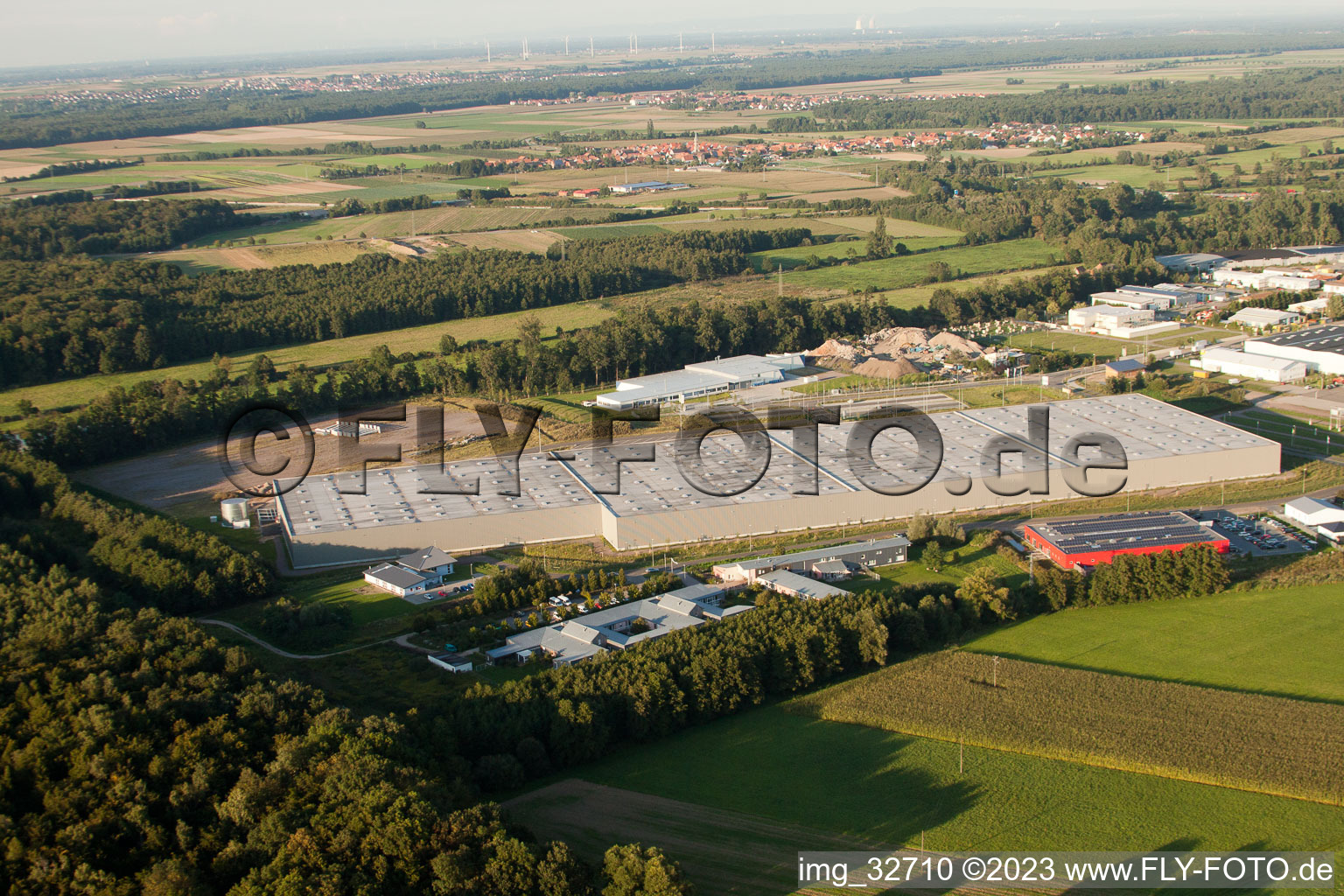 Luftbild von Minderslachen, Gewerbegebiet Horst, Gazely Logistik-Center in Kandel im Bundesland Rheinland-Pfalz, Deutschland