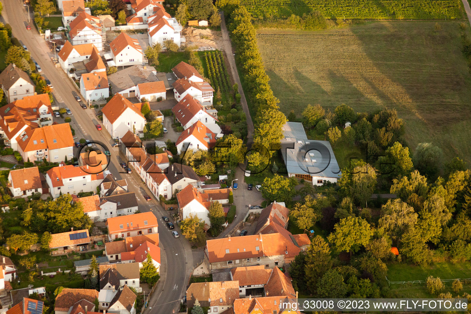 Drohnenbild von Ortsteil Godramstein in Landau in der Pfalz im Bundesland Rheinland-Pfalz, Deutschland