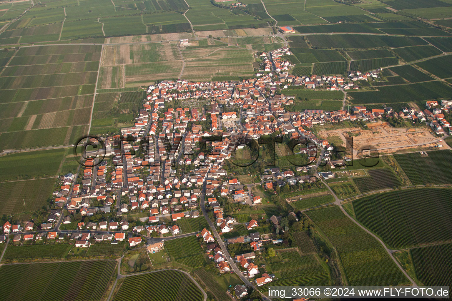 Luftbild von Ortsansicht der Straßen und Häuser der Wohngebiete im Ortsteil Diedesfeld in Neustadt an der Weinstraße im Bundesland Rheinland-Pfalz, Deutschland