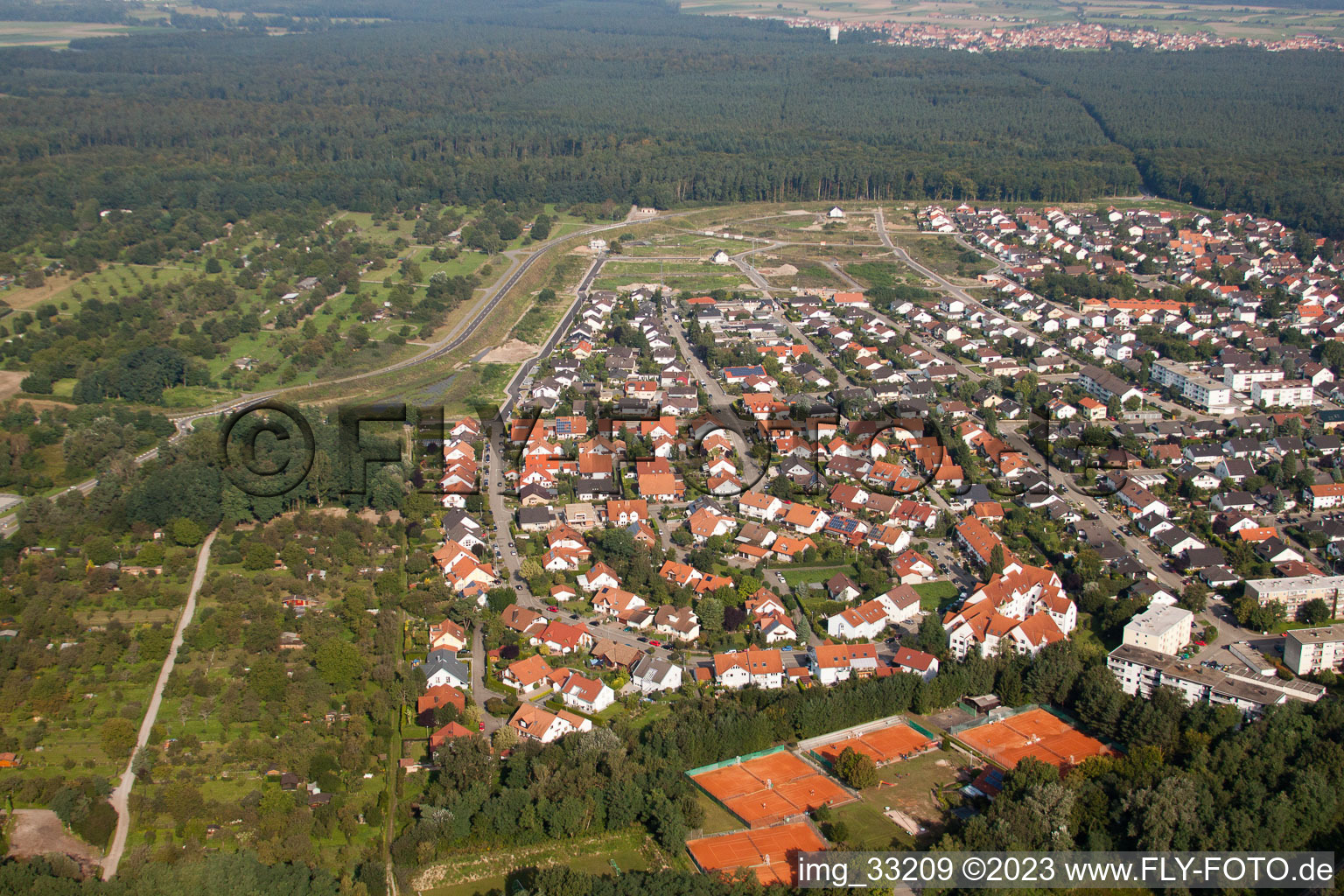 Jockgrim, Neubaugebiet SW im Bundesland Rheinland-Pfalz, Deutschland vom Flugzeug aus