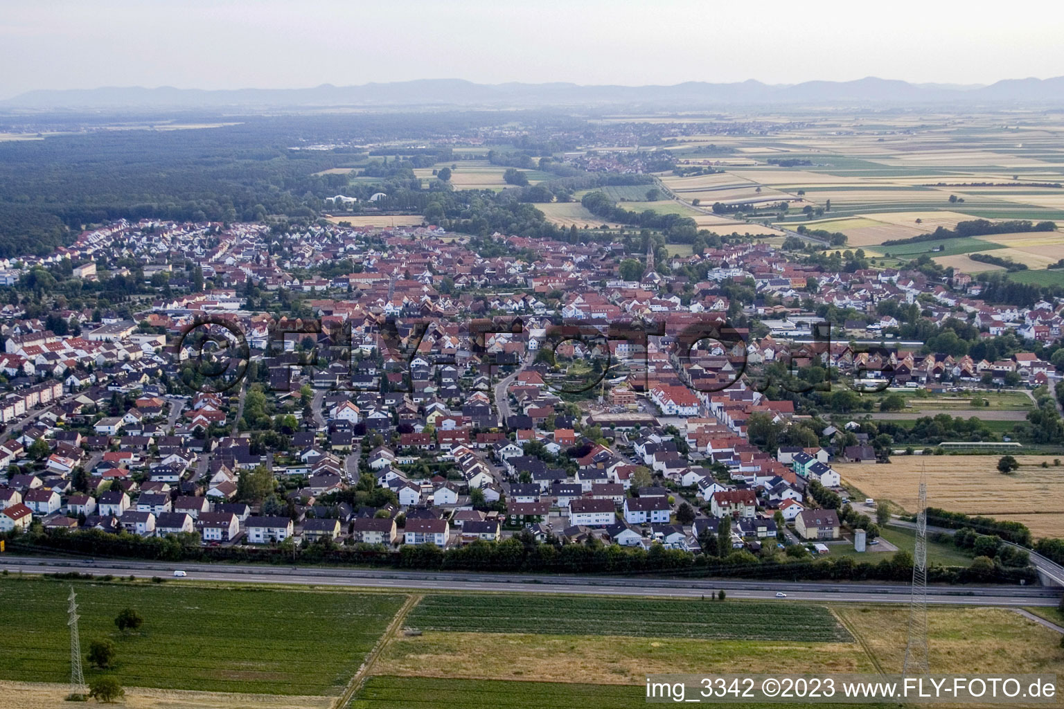 Luftbild von Rülzheim von Osten im Bundesland Rheinland-Pfalz, Deutschland