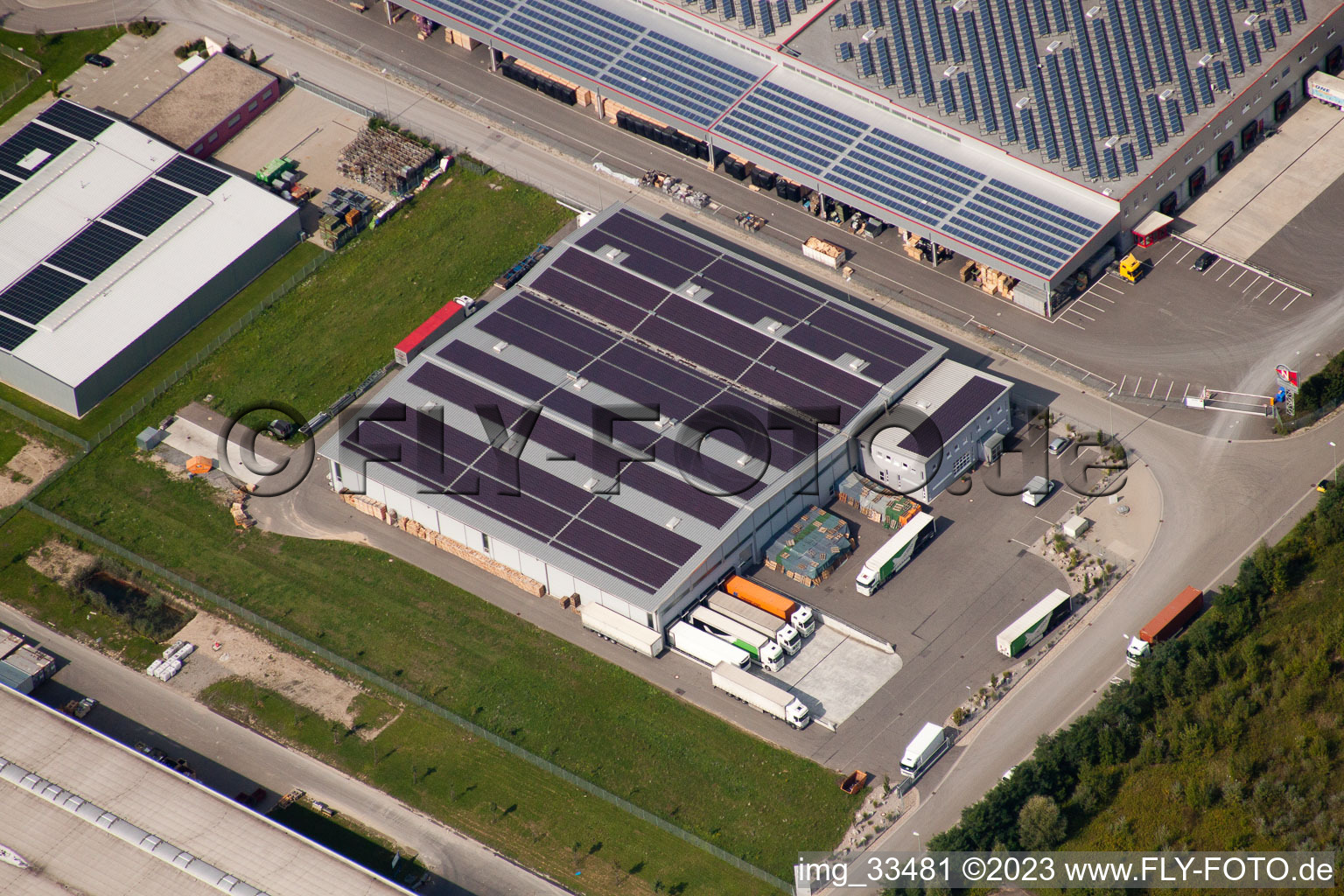 Luftbild von Wörth am Rhein, Industriegebiet Oberwald, Logistikfirmen im Bundesland Rheinland-Pfalz, Deutschland