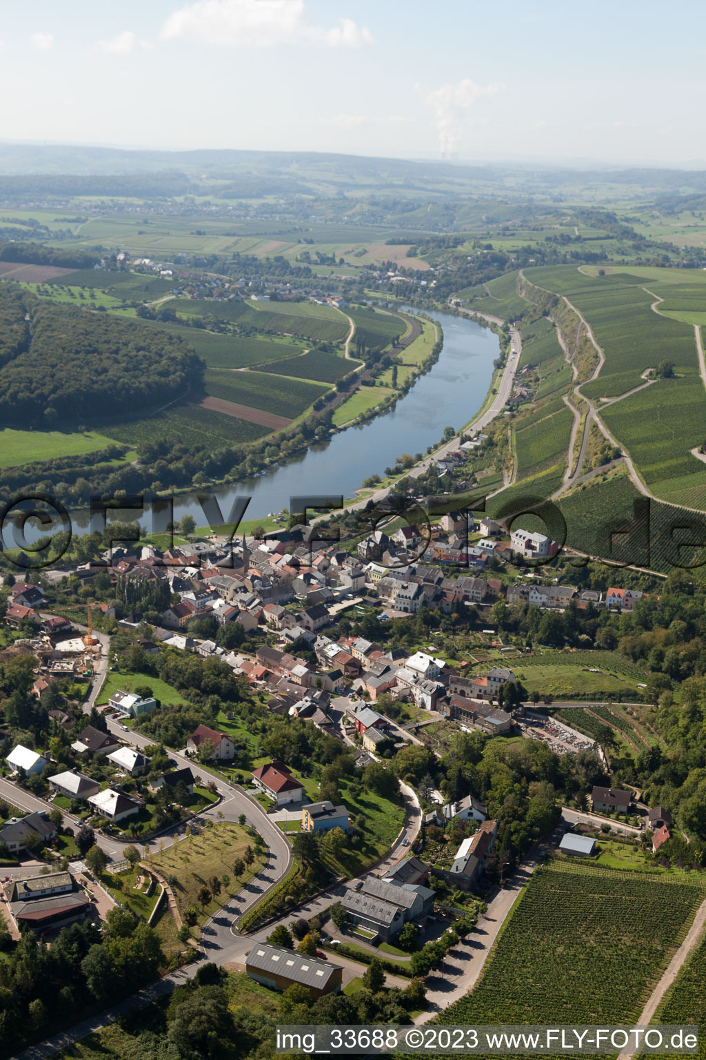 Wormeldange im Bundesland Gréiwemaacher, Luxemburg aus der Luft