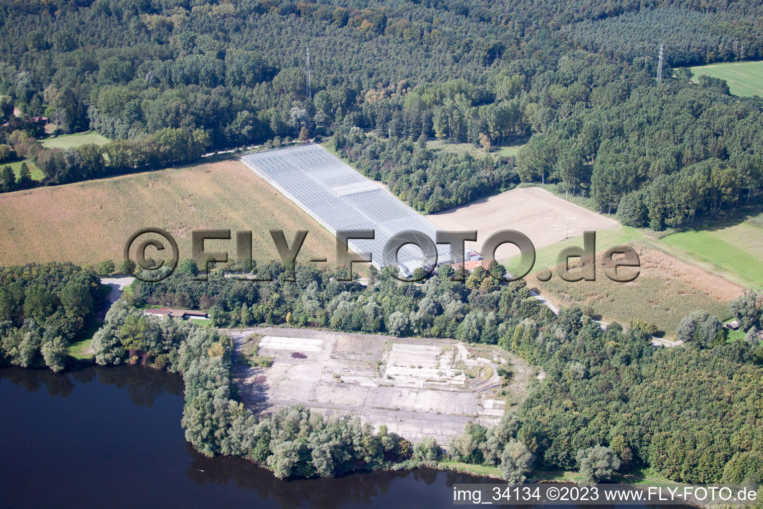 Luftaufnahme von Sondernheim, Gärtnerei Klaus u. Frank Mildenberger in Germersheim im Bundesland Rheinland-Pfalz, Deutschland