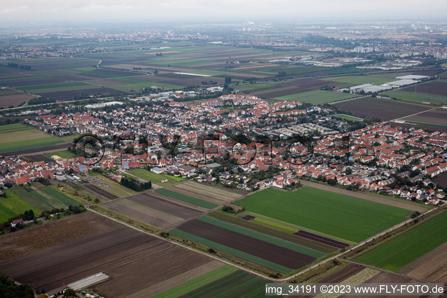 Luftbild von Ortsteil Ruchheim in Ludwigshafen am Rhein im Bundesland Rheinland-Pfalz, Deutschland