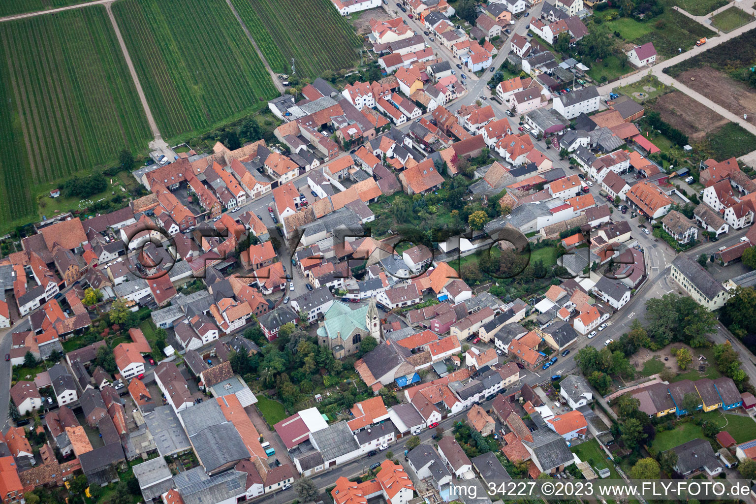 Ellerstadt im Bundesland Rheinland-Pfalz, Deutschland aus der Luft betrachtet