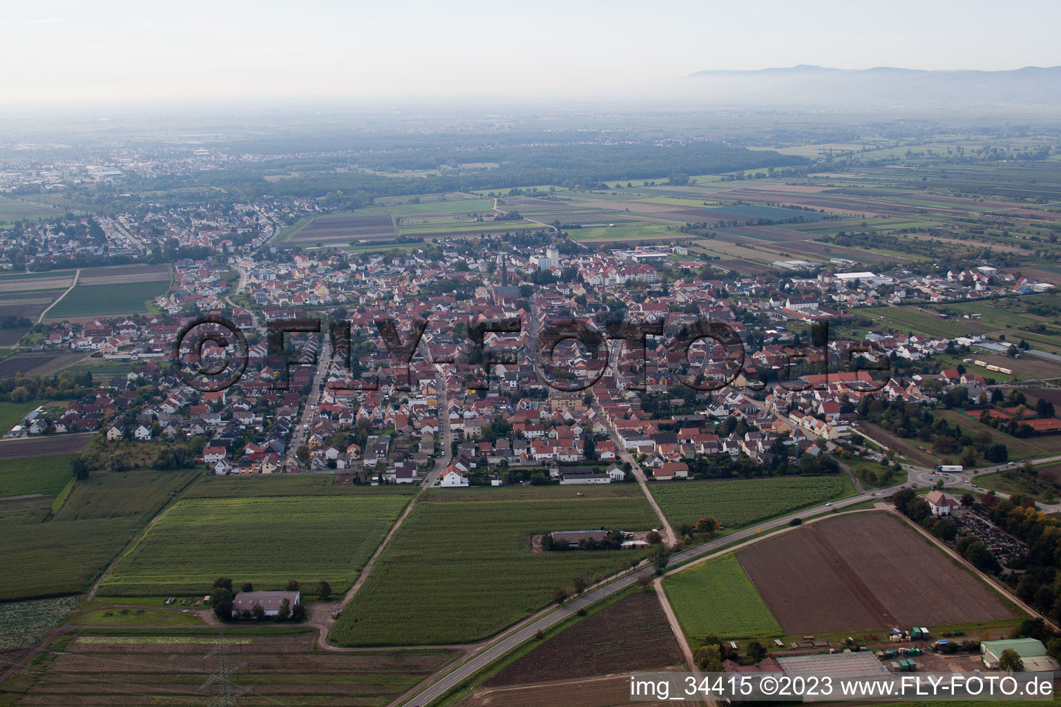 Lambsheim im Bundesland Rheinland-Pfalz, Deutschland aus der Luft