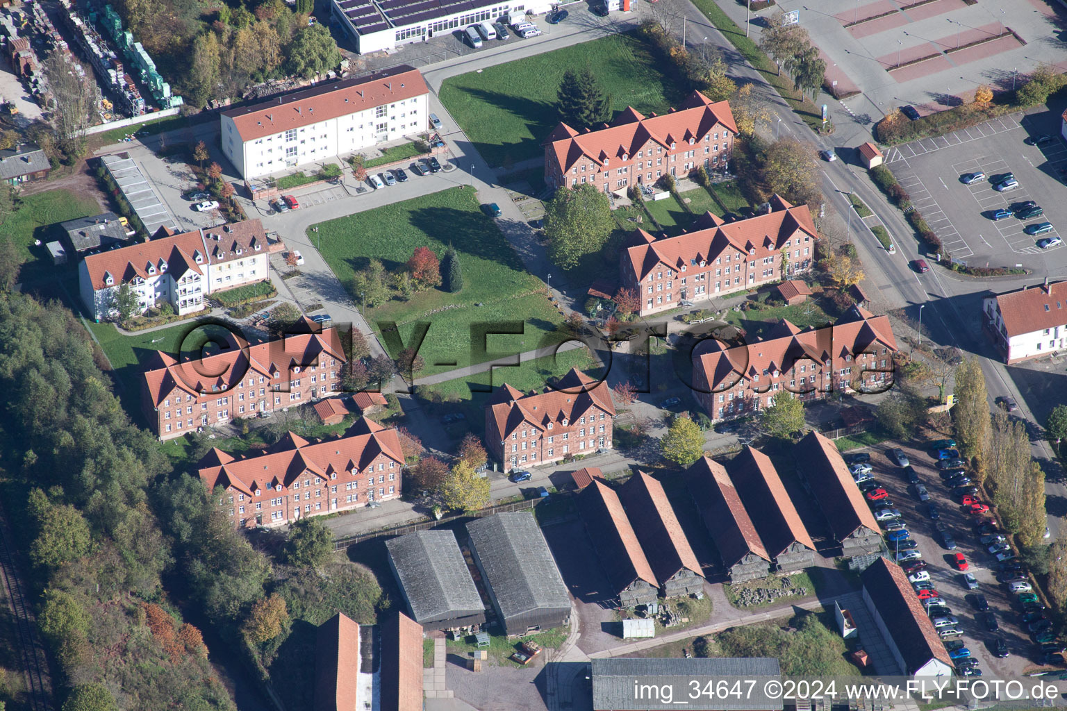Luftbild von Industrie- und Gewerbegebiet der STABILA Messgeräte in Annweiler am Trifels im Bundesland Rheinland-Pfalz, Deutschland