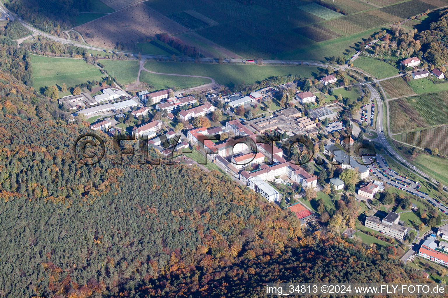 Schrägluftbild von Psychatrische Landesklinik Landeck in Klingenmünster im Bundesland Rheinland-Pfalz, Deutschland