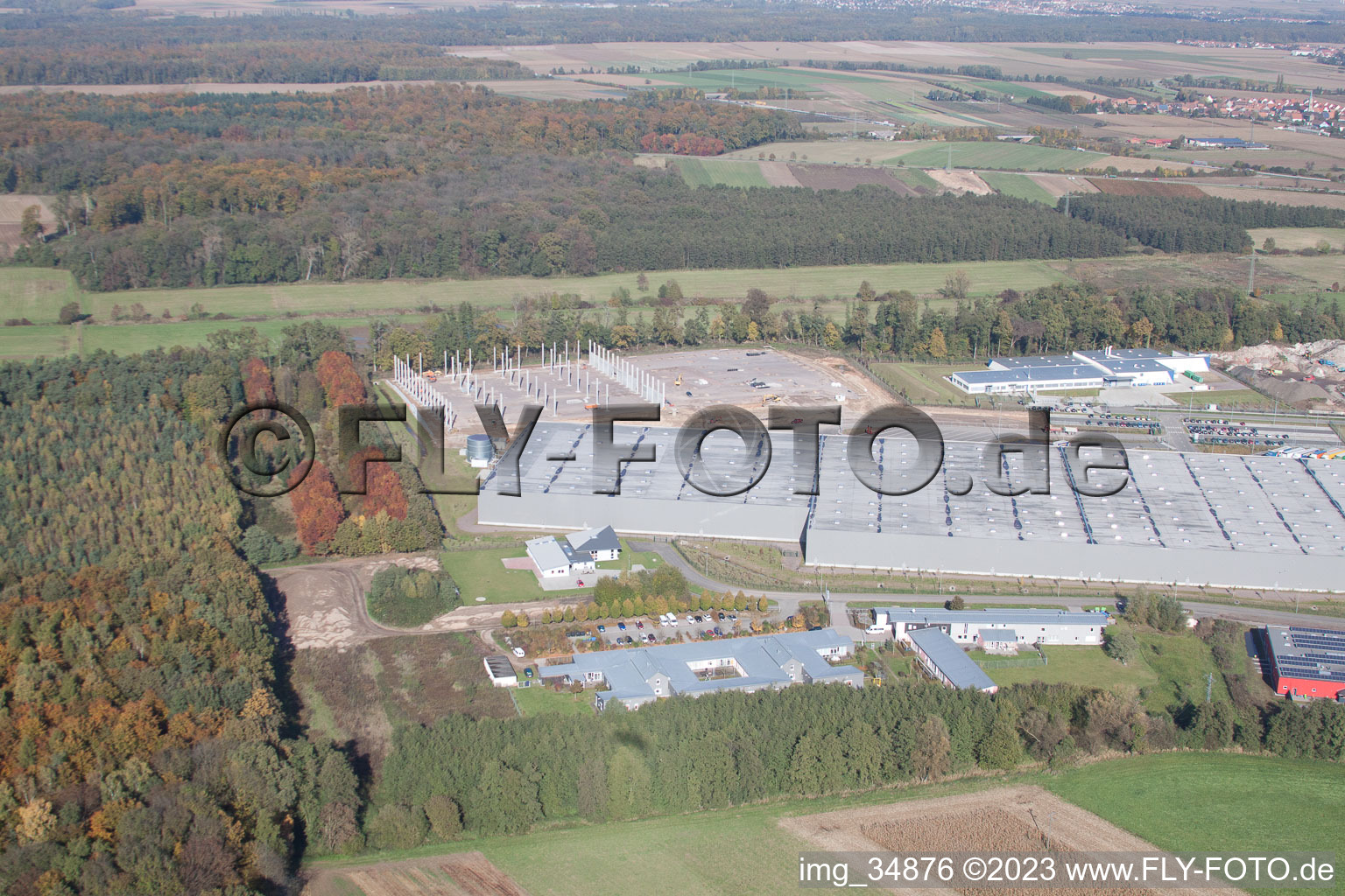 Minderslachen Industriegebiet Horst in Kandel im Bundesland Rheinland-Pfalz, Deutschland aus der Luft betrachtet