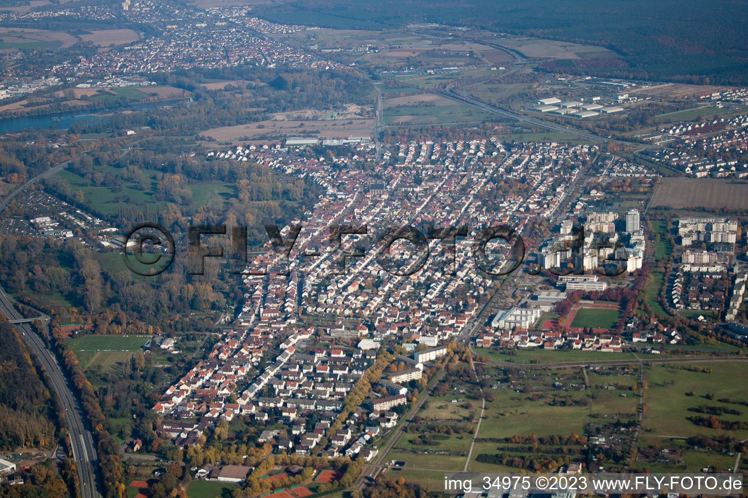 Luftbild von Karlsruhe-Neureut im Bundesland Baden-Württemberg, Deutschland