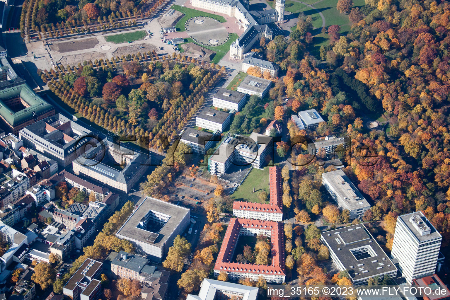 Luftbild von Karlsruhe, Hochschule KIT im Ortsteil Innenstadt-Ost im Bundesland Baden-Württemberg, Deutschland