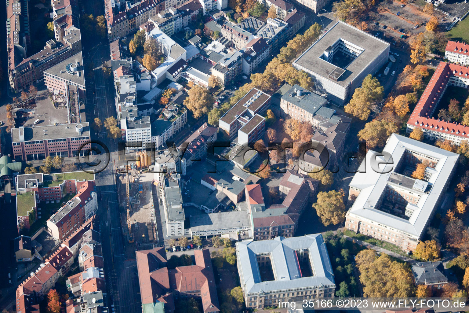 Luftaufnahme von Karlsruhe, Hochschule KIT im Ortsteil Innenstadt-Ost im Bundesland Baden-Württemberg, Deutschland