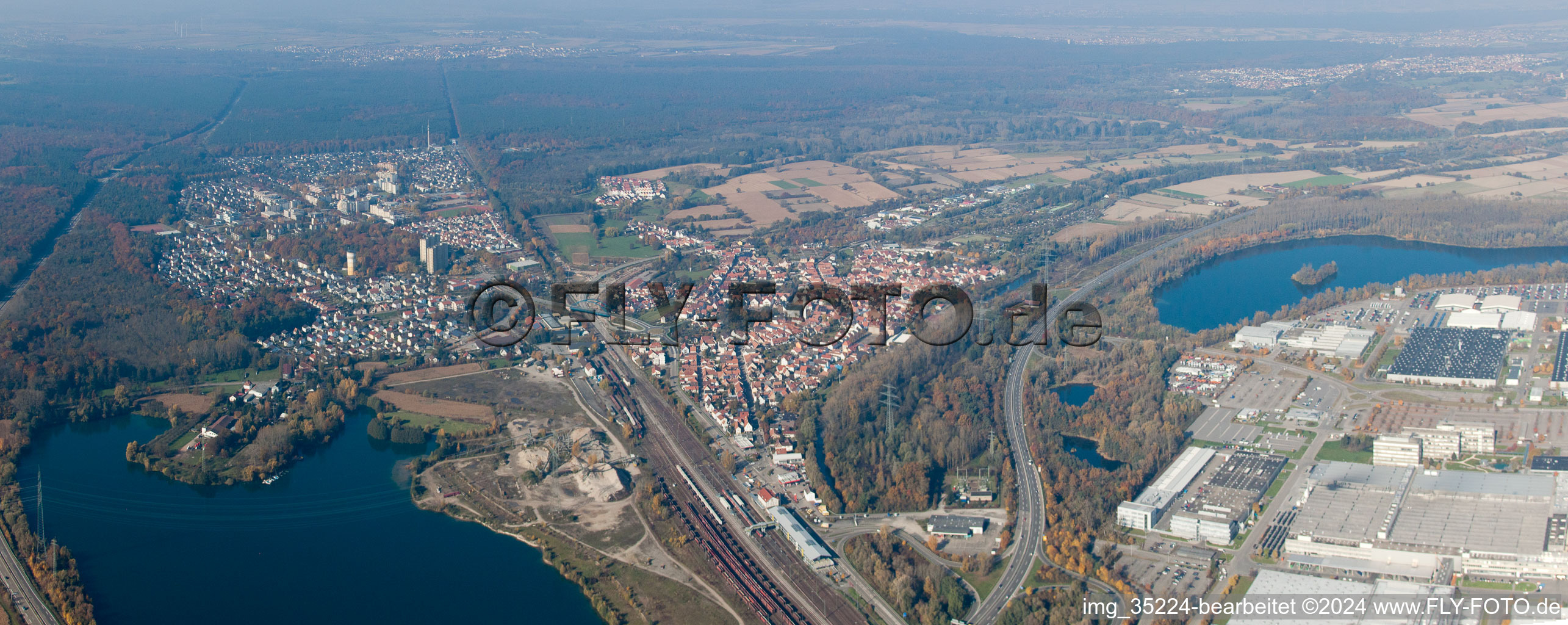 Von Osten in Wörth am Rhein im Bundesland Rheinland-Pfalz, Deutschland von oben